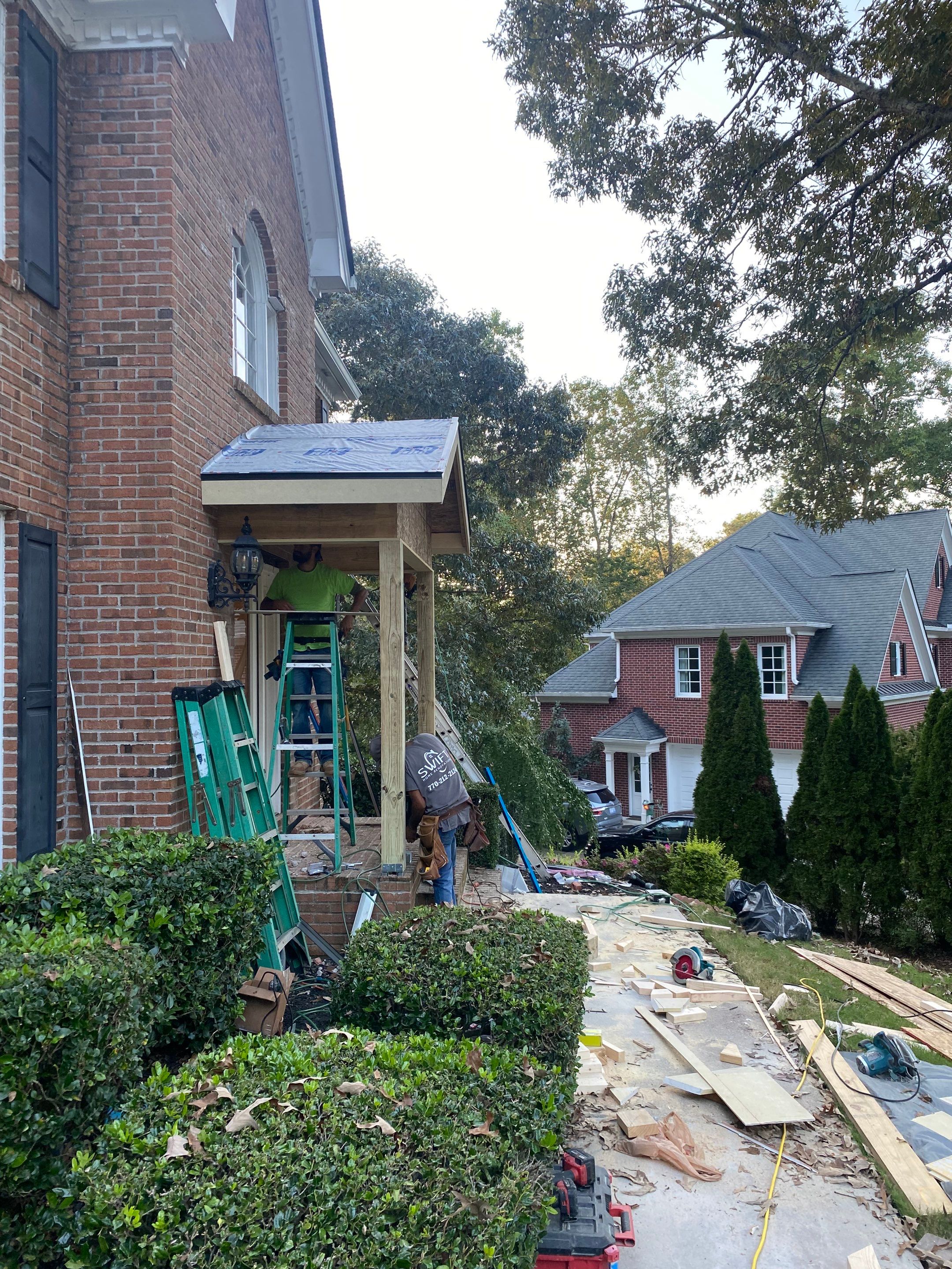 Custom Portico Construction and Siding Replacement in Alpharetta by Swift Home Renovations