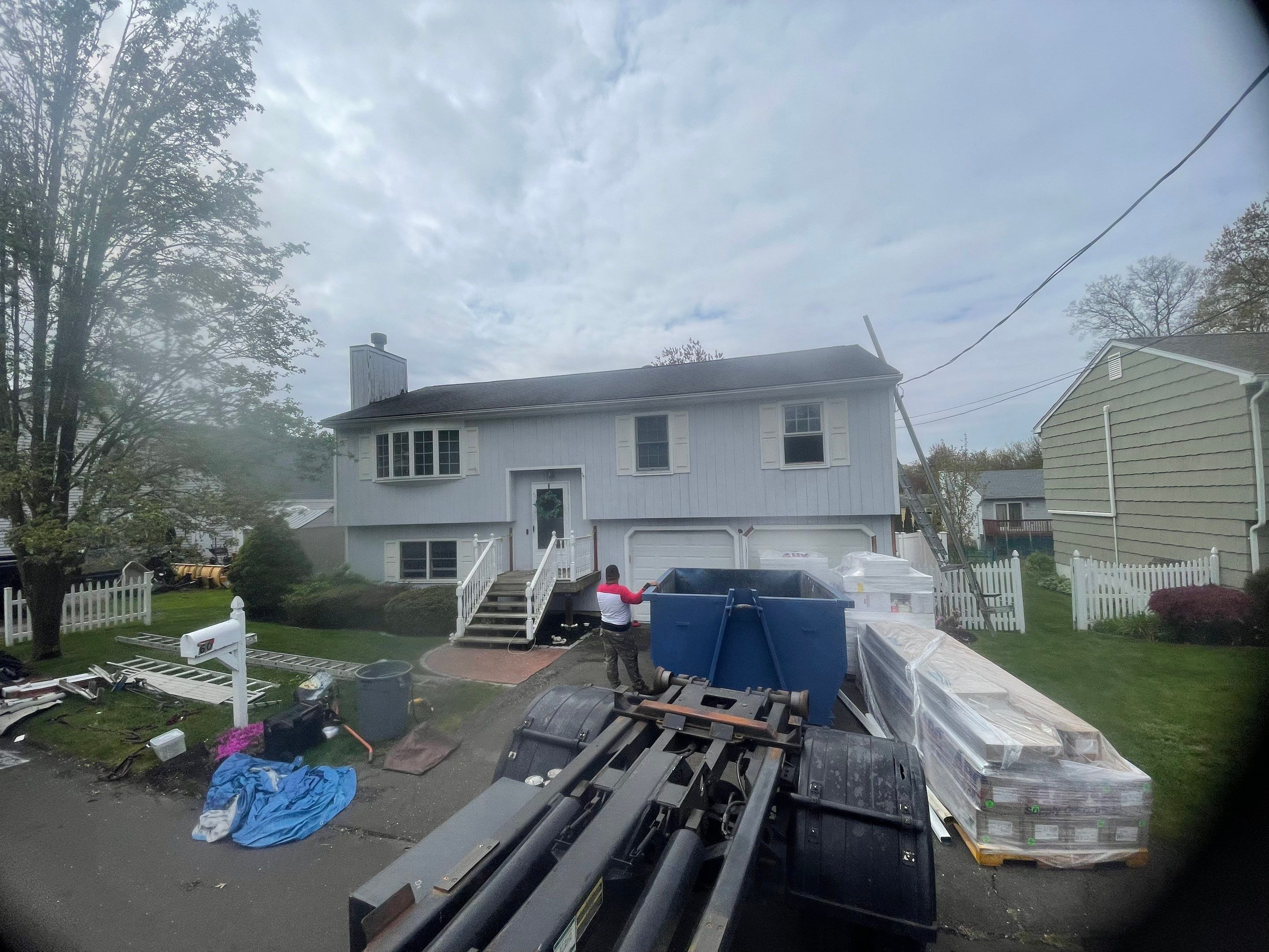 Siding Installation using Certainteed Cedar Impressions Straight Edge Perfection Shingles - D7 - Pacific Blue by A Plus Exterior