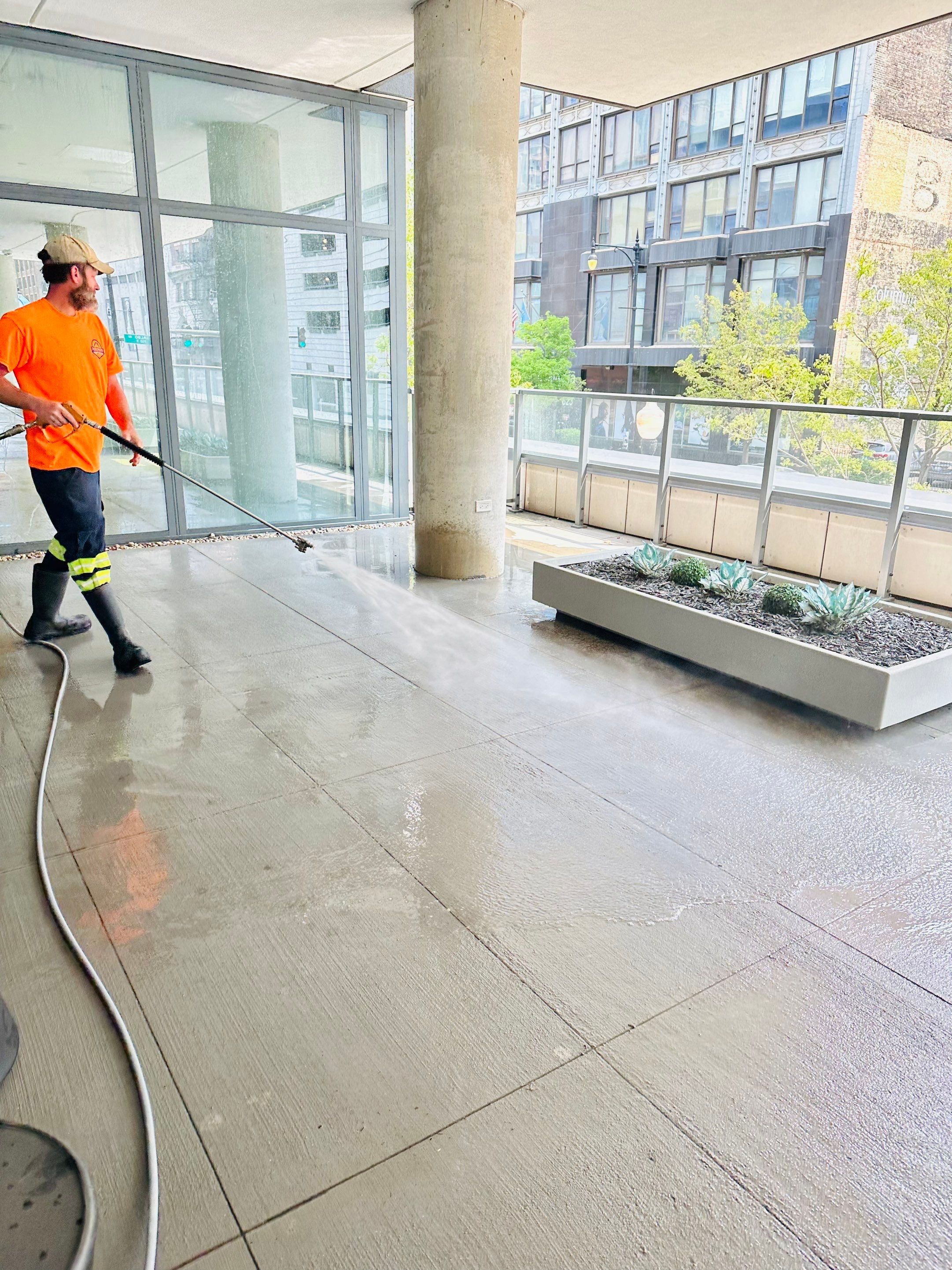 Chicago, IL Annual rooftop and sidewalk cleaning by Northern Power Washing LLC.