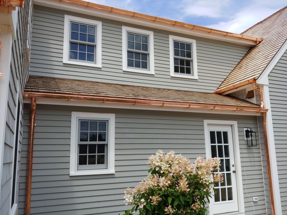 Duxbury, MA Gutter Installation using Half Round Seamless Copper Gutter by Gutter Pro Enterprises