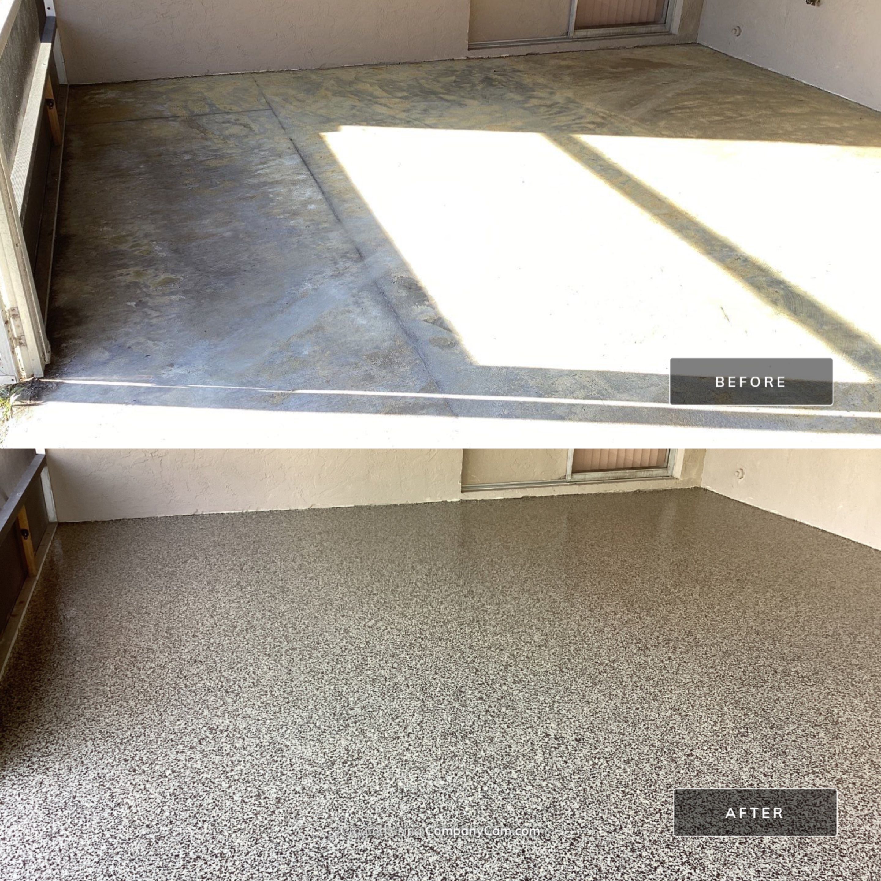 Patio using Cordwood by Amvet concrete coatings llc
