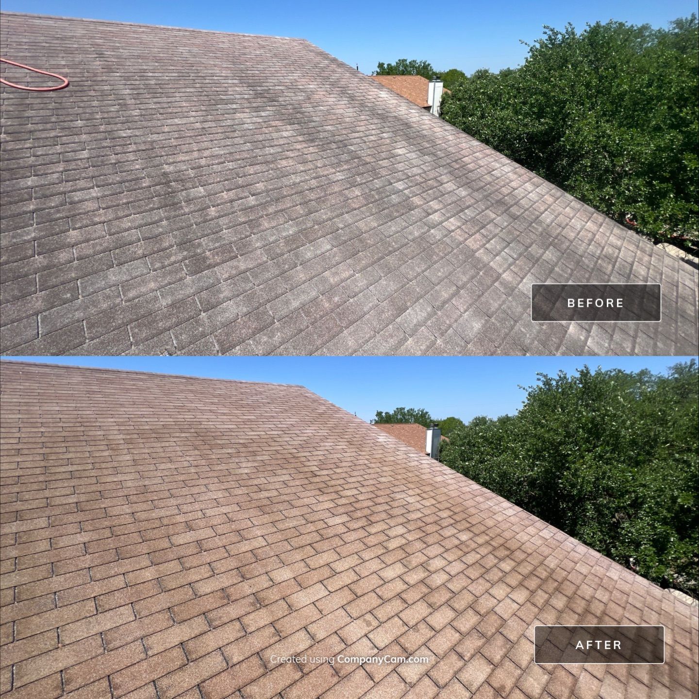 Shingle Roof Washing Project in San Antonio by Bright Choice