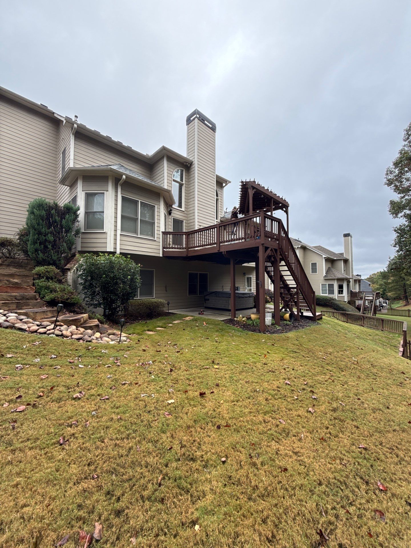Multi-Level Deck Replacement With Custom Pergola In Woodstock by Swift Home Renovations 