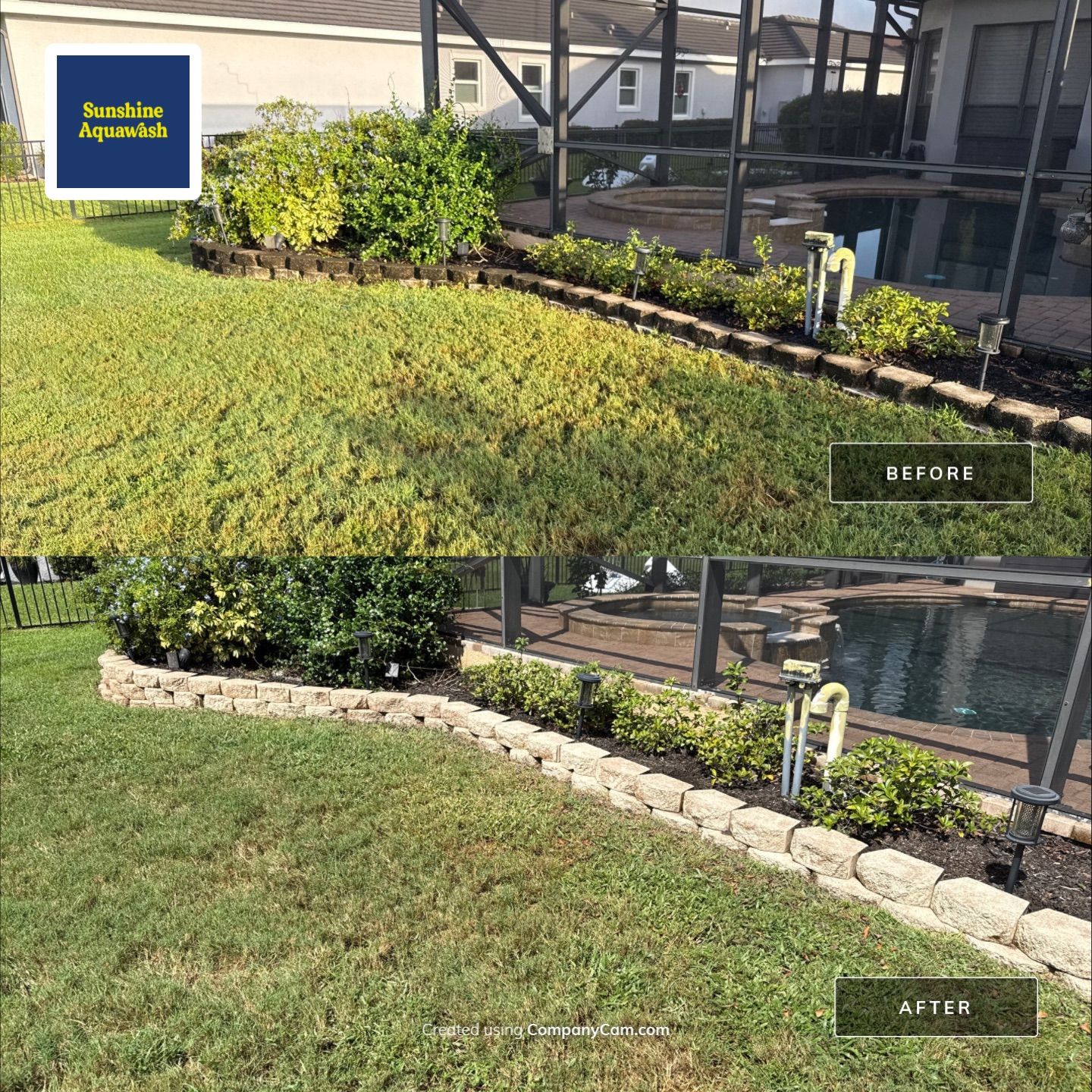 Tile Roof, Paver Pool Deck & Flowerbed Curbing Cleaning | Winding River Bradenton, FL Transformation by Sunshine AquaWash