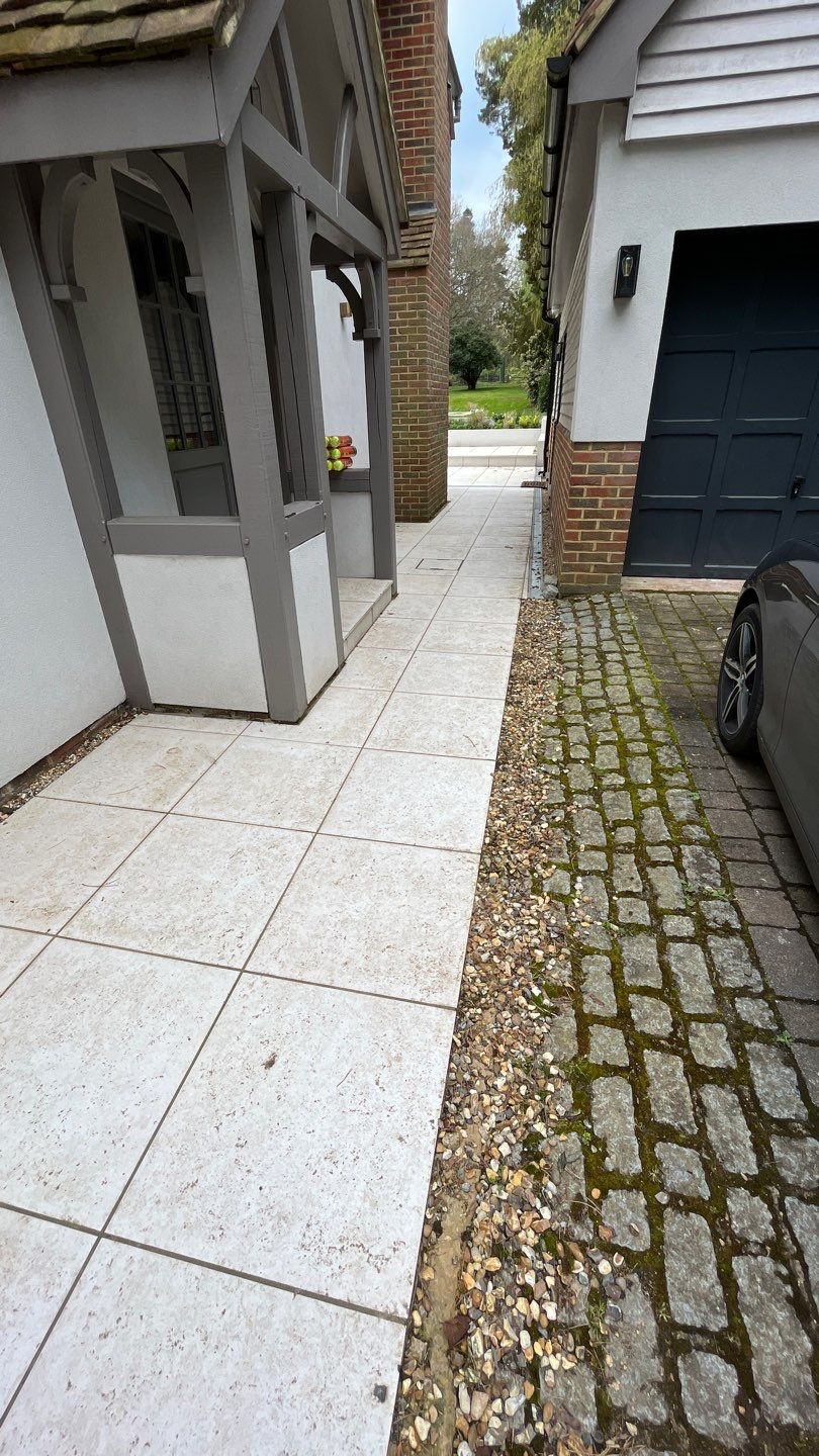 Porcelain Patio Clean using Honda 15lpm Low Pressure Washing Machine by Ges Exterior Cleaning ltd