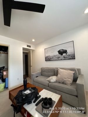Phoenix Home Office Remodel with Custom Media Wall and Shutters