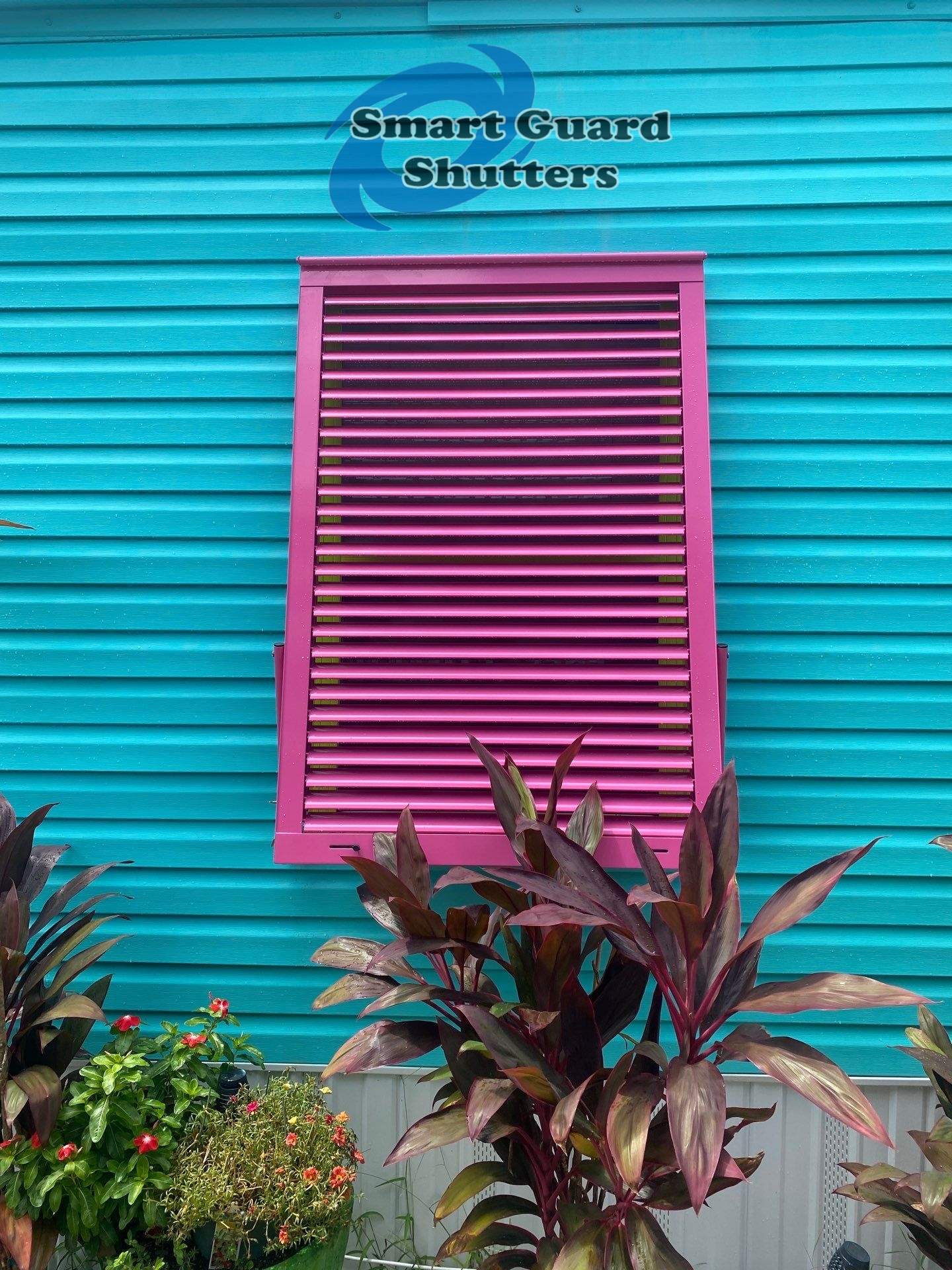 Impact Bahama Shutters in Heather Violet by Smart Guard Shutters