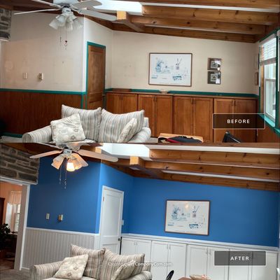 A Fresh Family Room Transformation with Sky Blue Walls