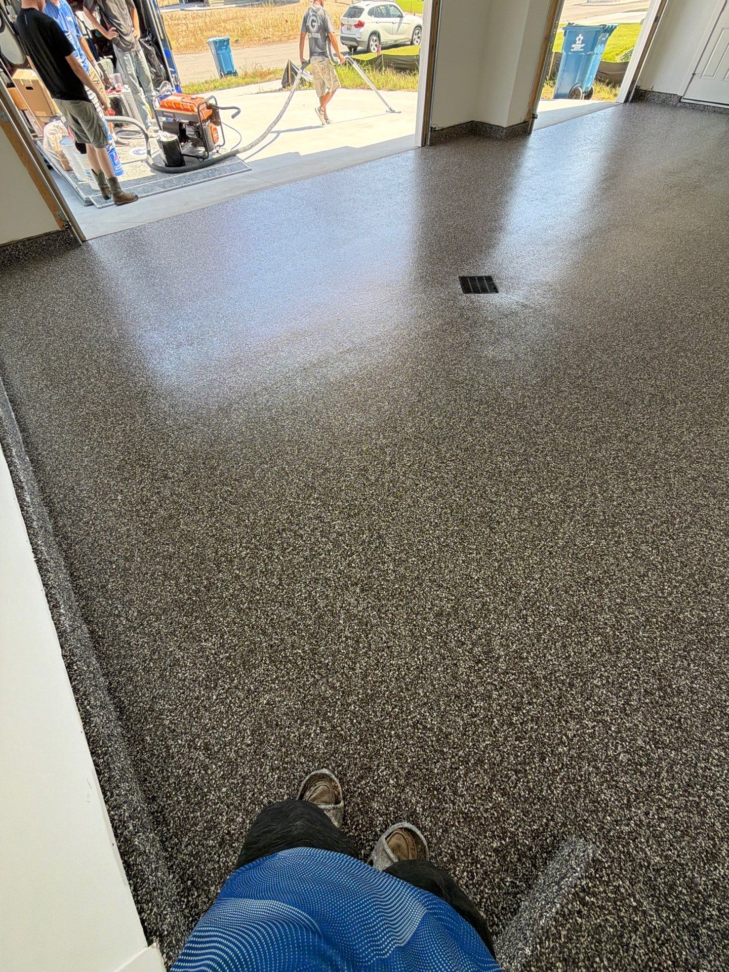Custom Grey Epoxy Flake Garage Floor Coating in Holland by Gordon Painting