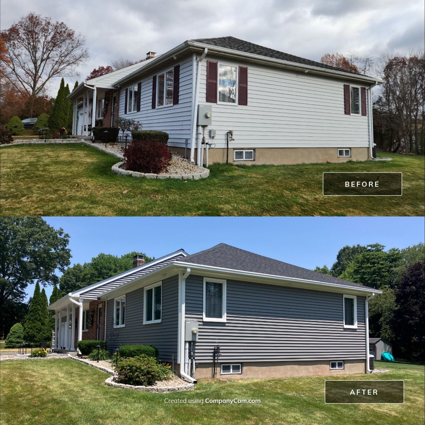 Refreshed Siding with Cert Monogram D/4 x 16'8" clapboard Charcoal Gray & Cert Monogram D/4 x 25' clapboard Charcoal Gray by DiGiorgi Roofing and Siding Inc
