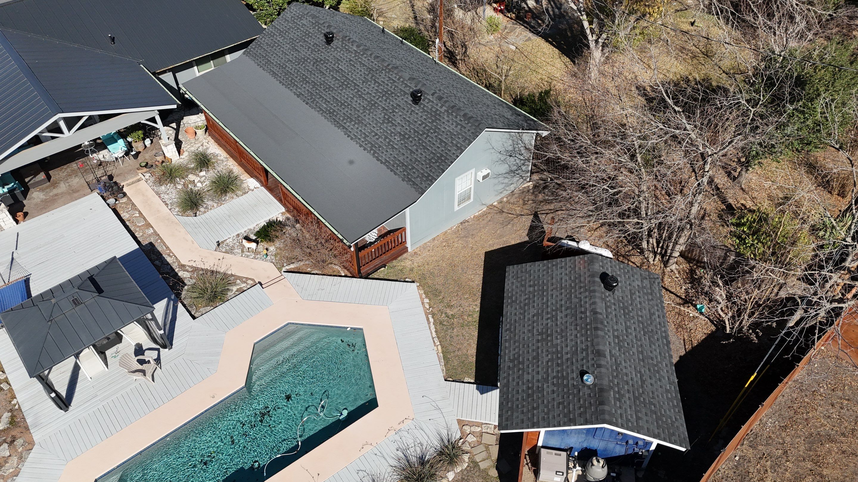 Residential Roof Replacement using Matte Black 24g by Action Exteriors Austin