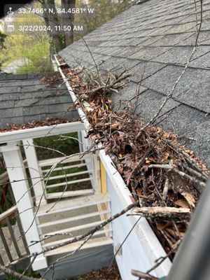 Gutter Cleaning using brown bags