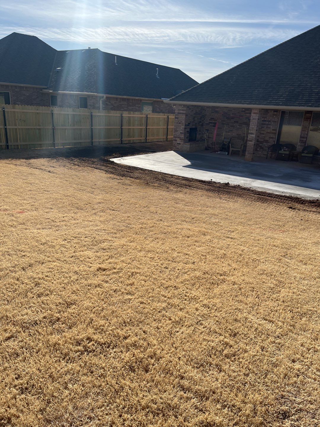 Concrete Slab , Retaining Wall , Fence, and landscape. by Clays Services Inc