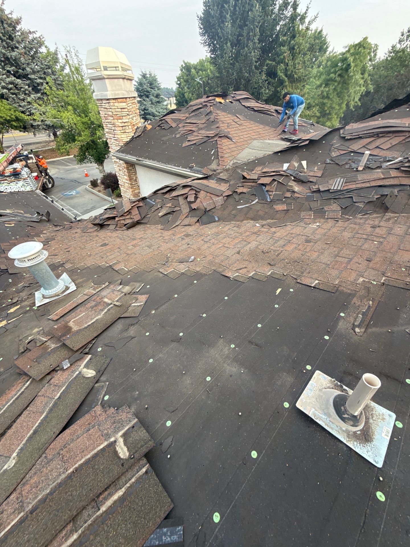 Boise Commercial Roof Replacement with Brown Architectural Shingles by Olive Roofing