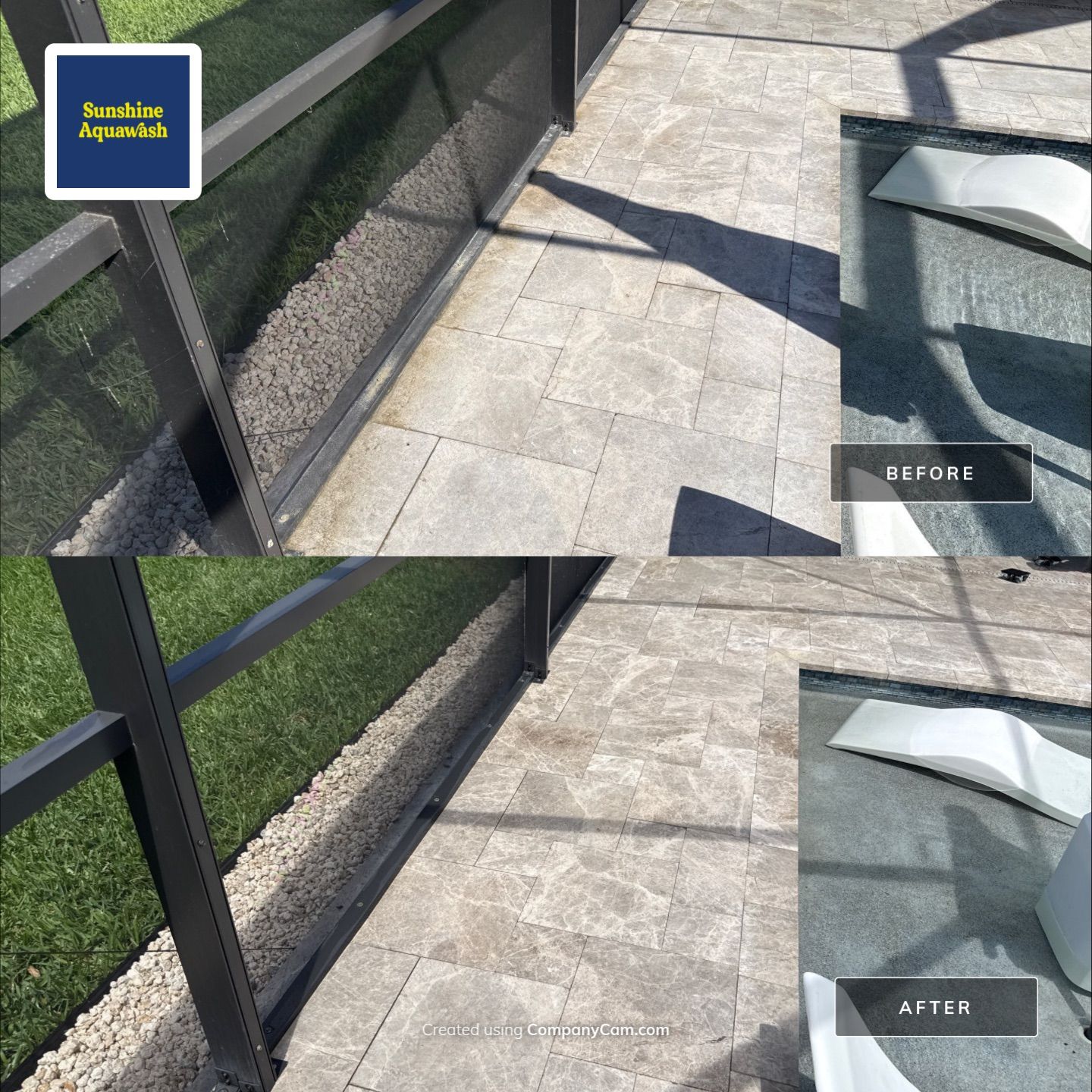 Travertine Pool Deck, Lanai & Screen Enclosure Cleaning Near Manatee River | Bradenton, FL by Sunshine AquaWash