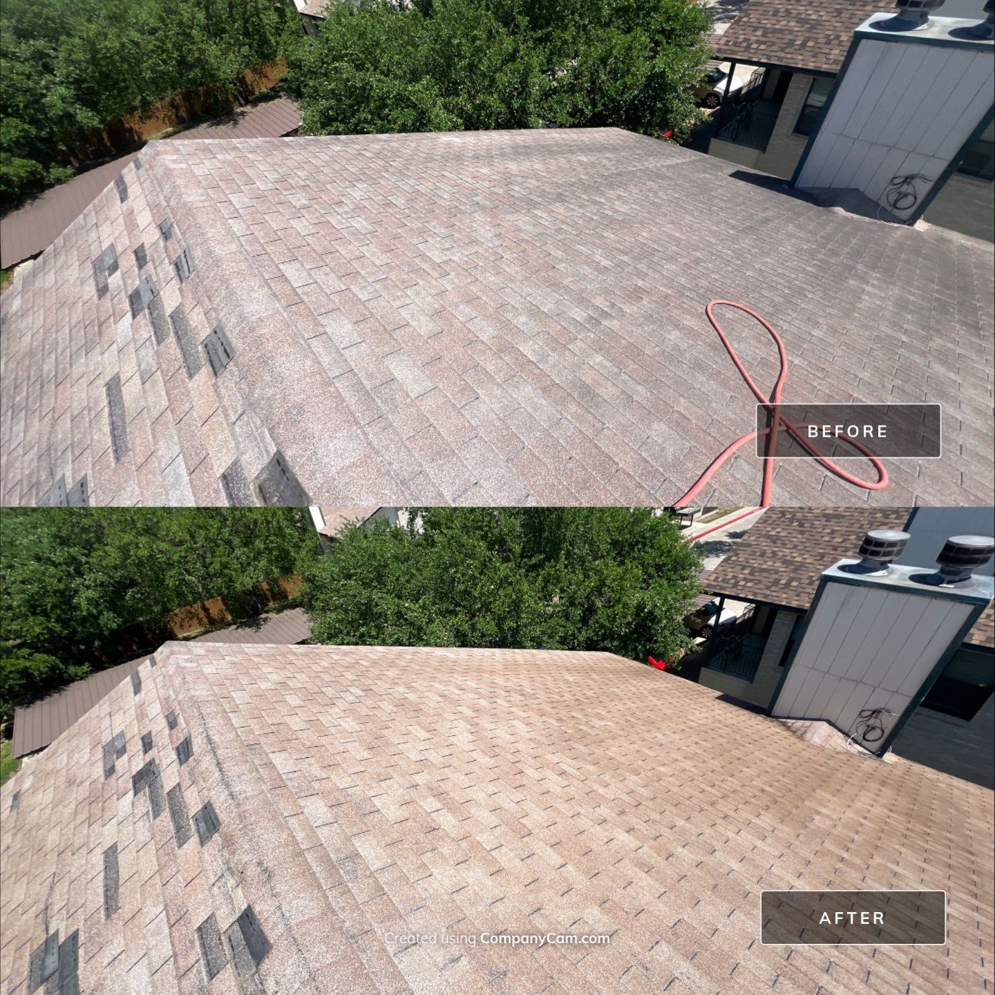 Shingle Roof Washing Project in San Antonio by Bright Choice