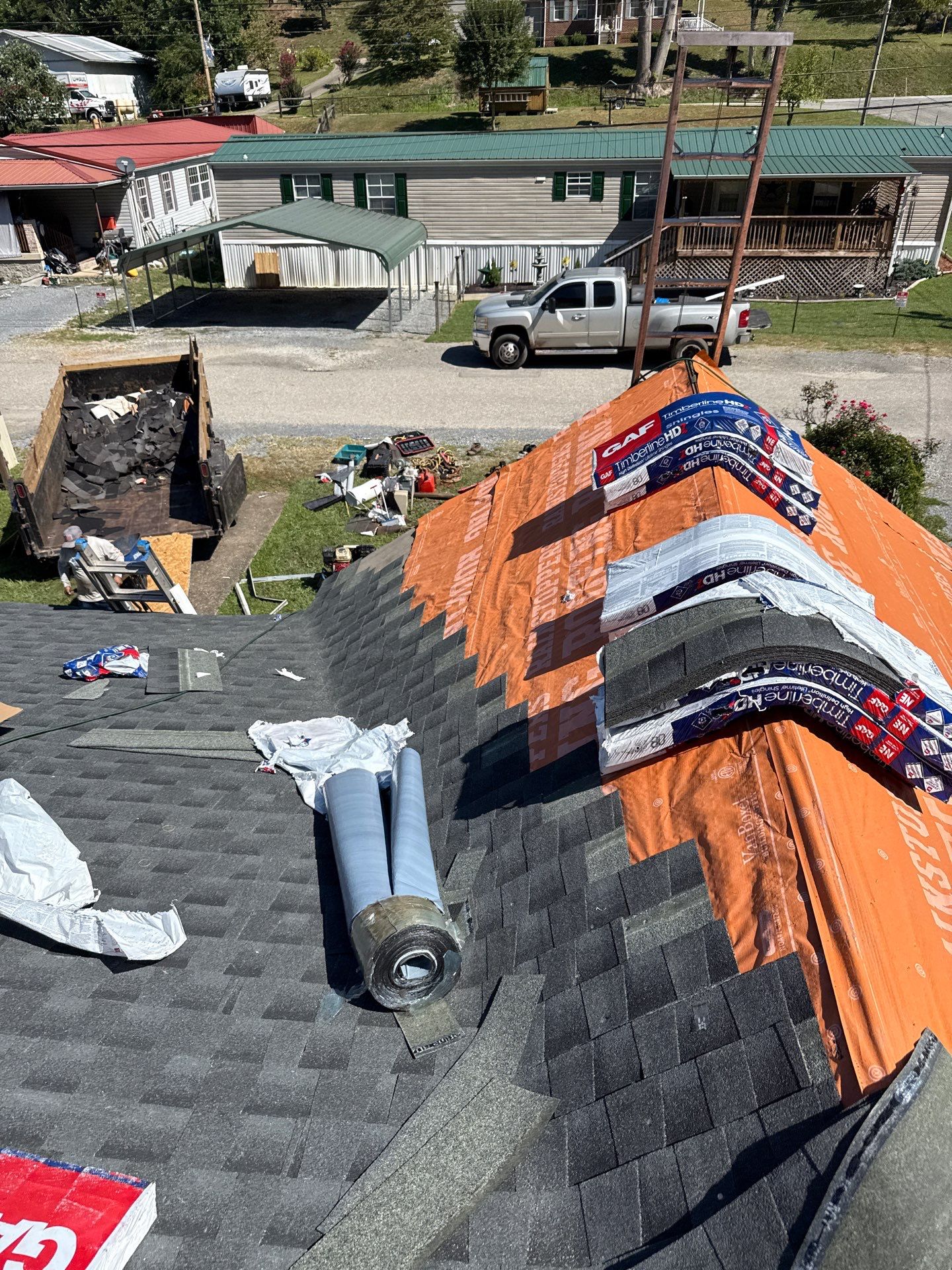 Residential Roofing Installation using GAF Timberline HDZ Charcoal by Rainstoppers Roofing