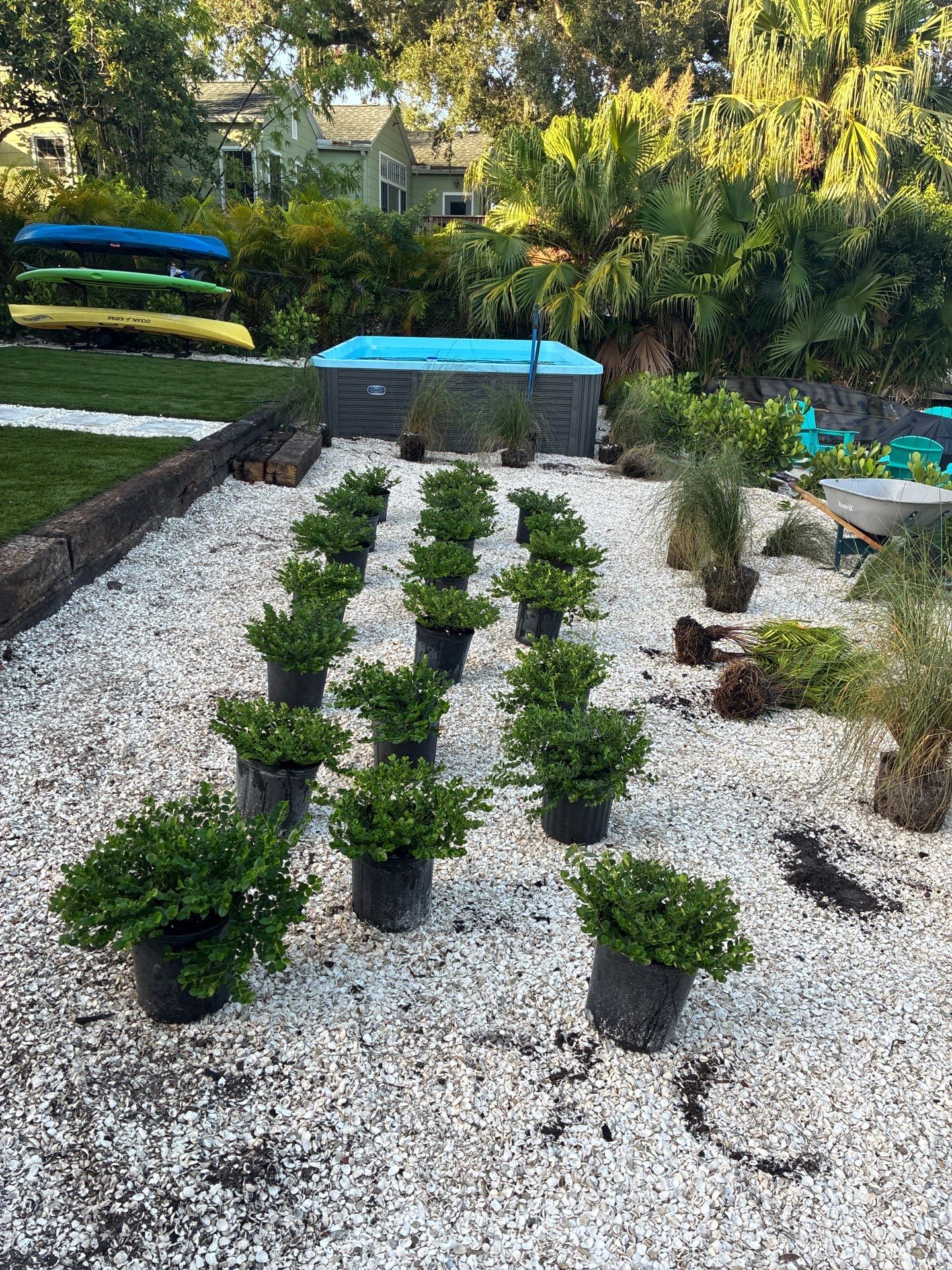 Grading back yard oasis by Level One Grading