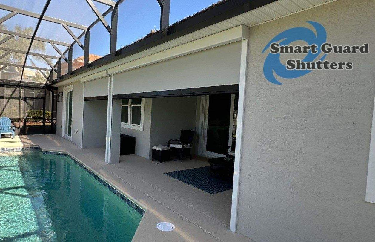 Hurricane Screen in White/Birch by Smart Guard Shutters