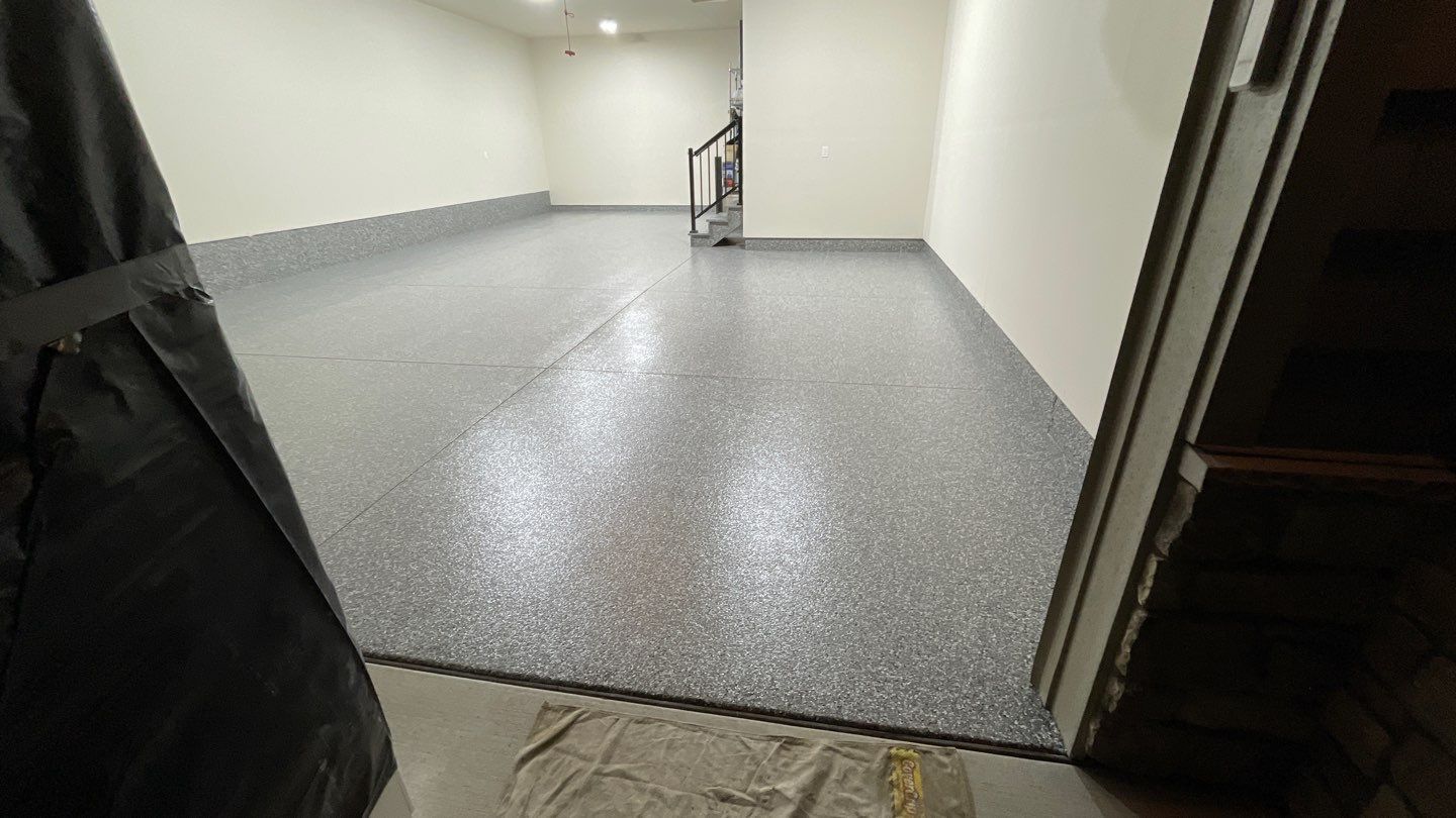 Garage Transformation using Smoke Colorway by Croc Coatings, LLC