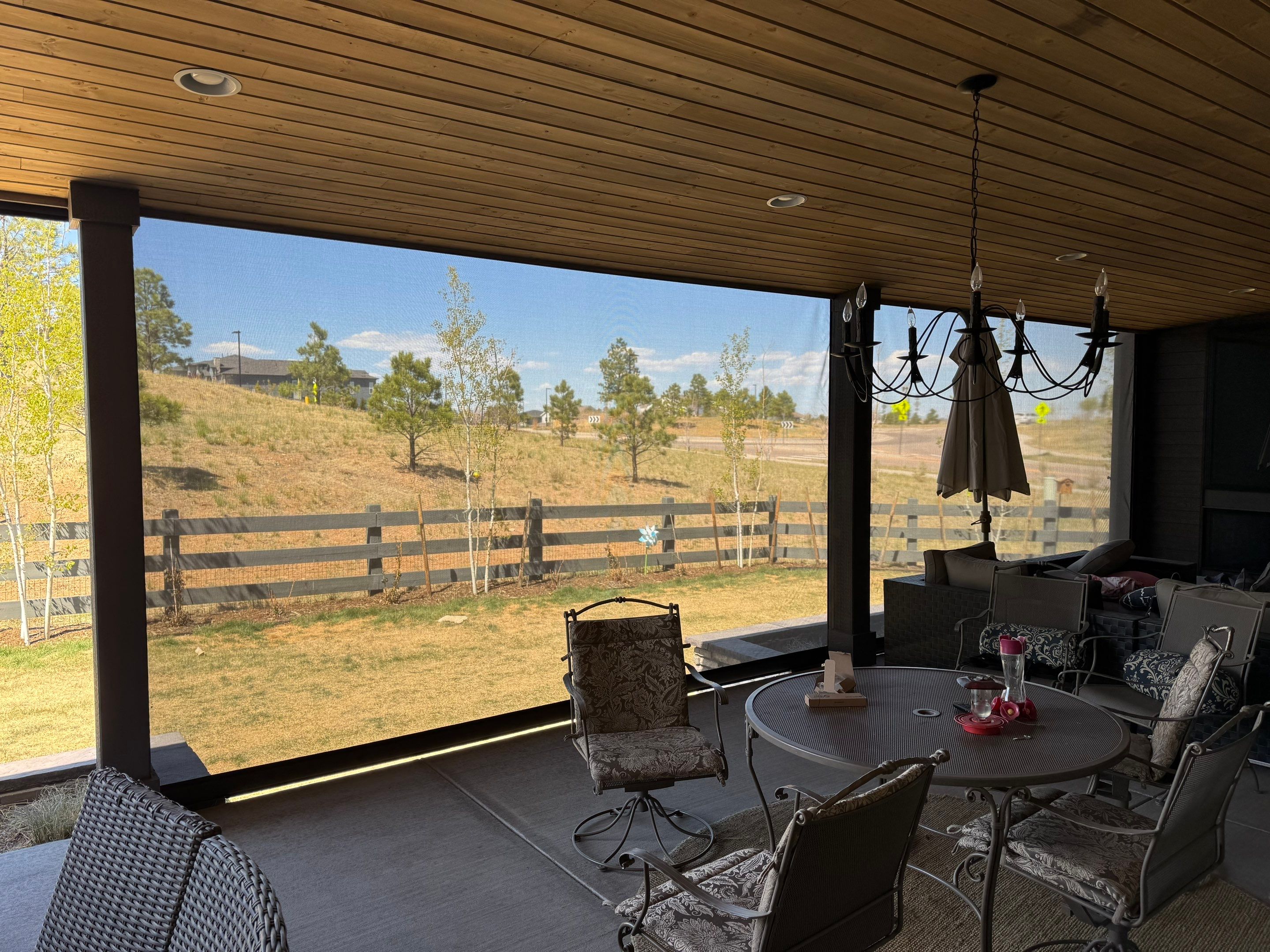 Exterior All-Weather MagnaTrack Screens Installation using Progressive MagnaTrack Screens by Outdoor Solutions Colorado