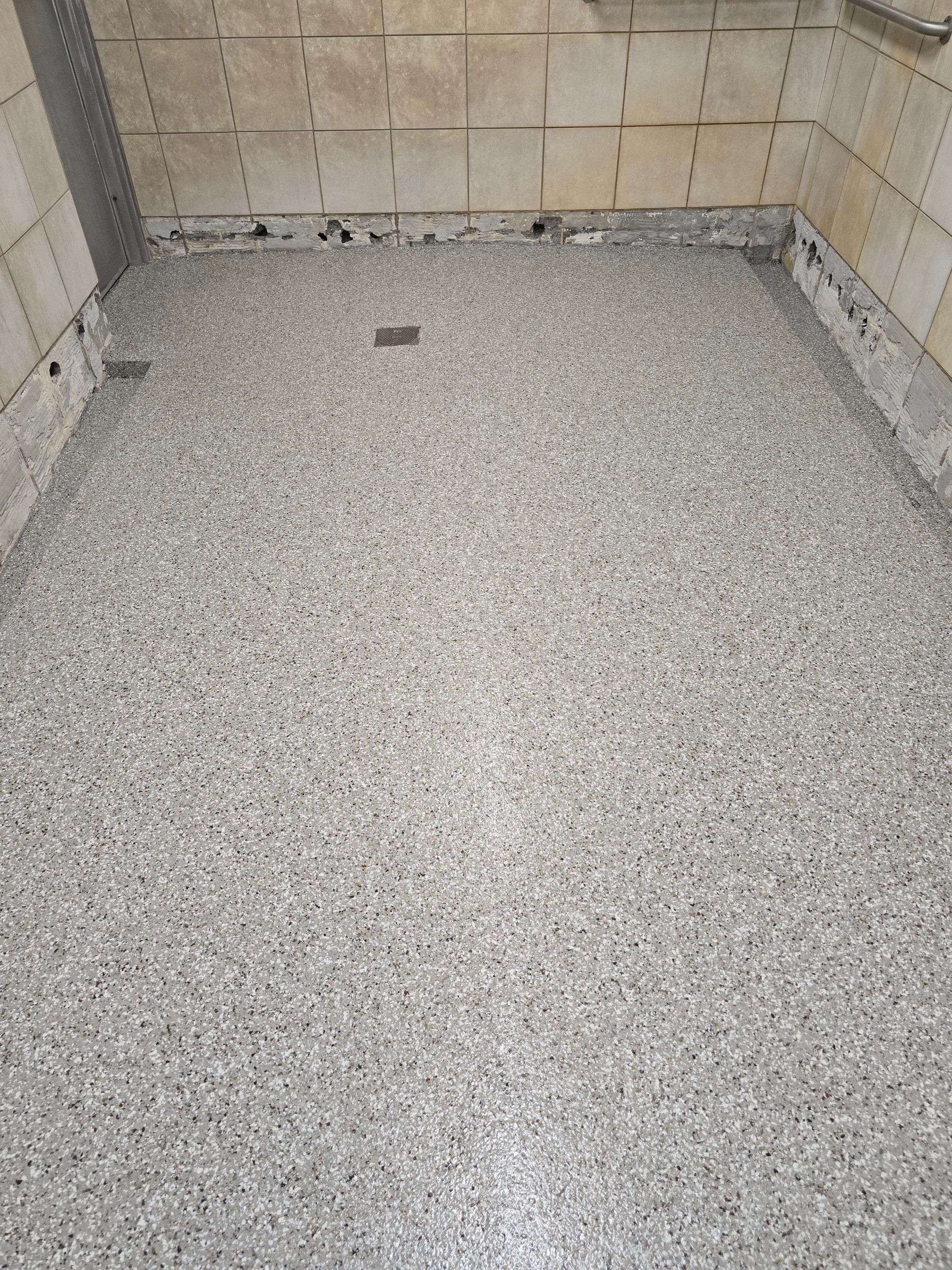 Gym Locker Room Upgrade Using Creekbed by Elite Floor Solutions