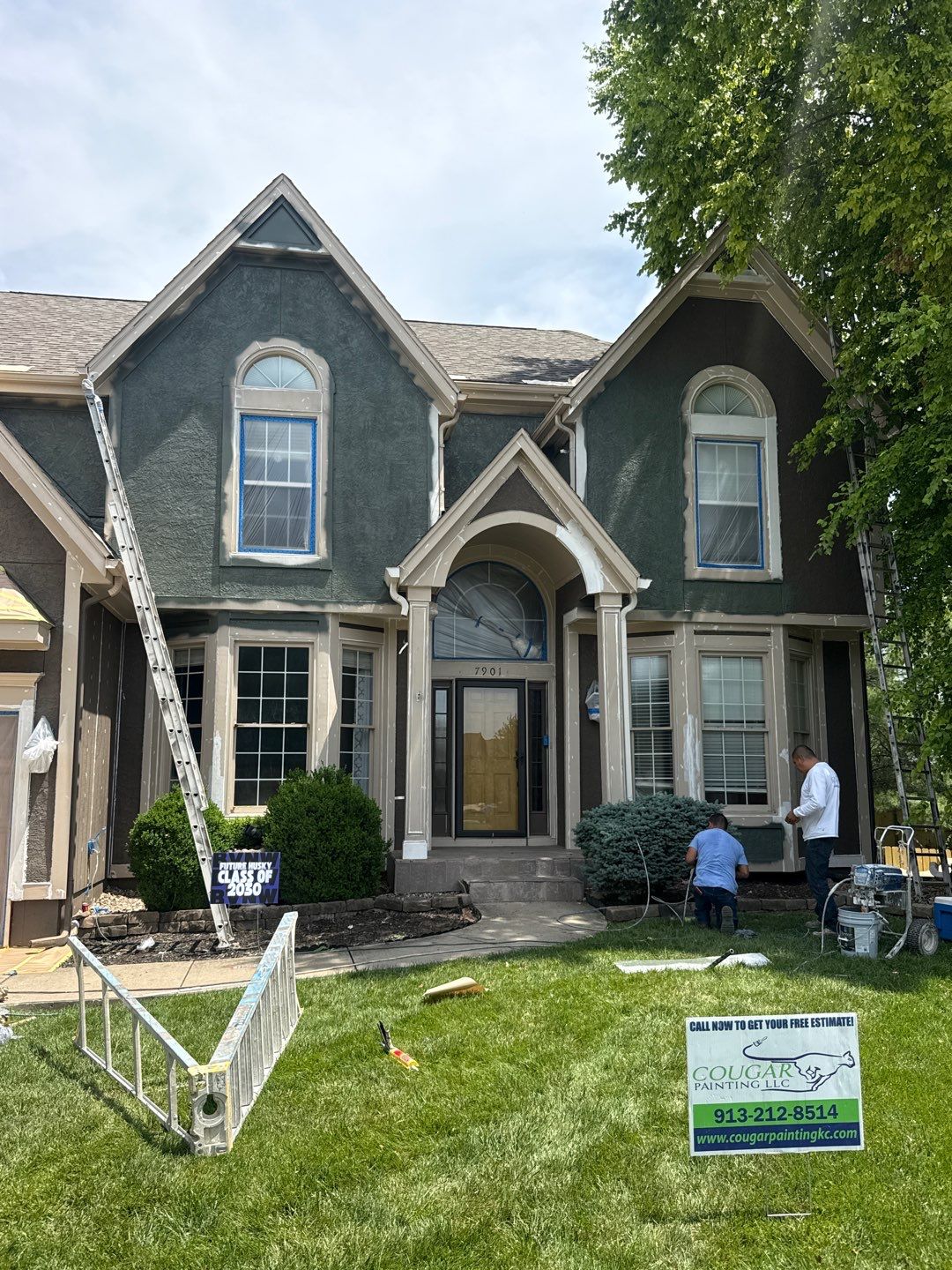 Exterior Painting and Wood Rot Repair for Overland Park Residence by Cougar Painting