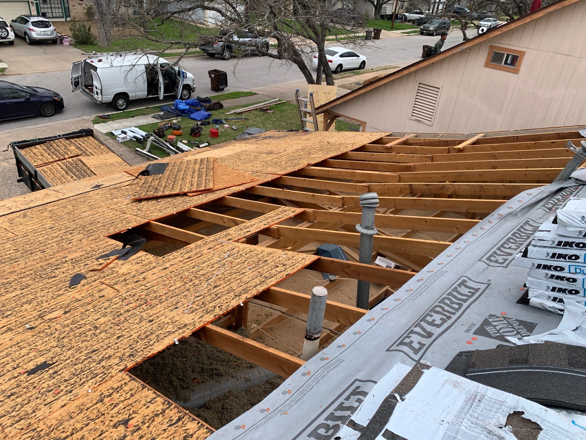 Residential Asphalt Shingle Roof Replacement and Decking Repair in Round Rock by Caliber Restoration LLC