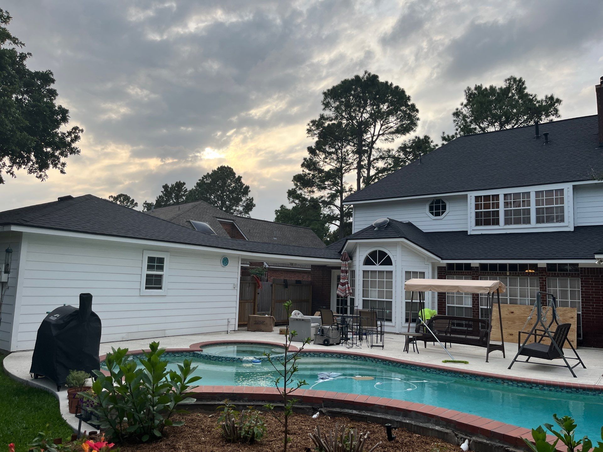 Complete GAF HDZ Charcoal Roof Installation for NW Houston Home by Houston Roofing & Construction