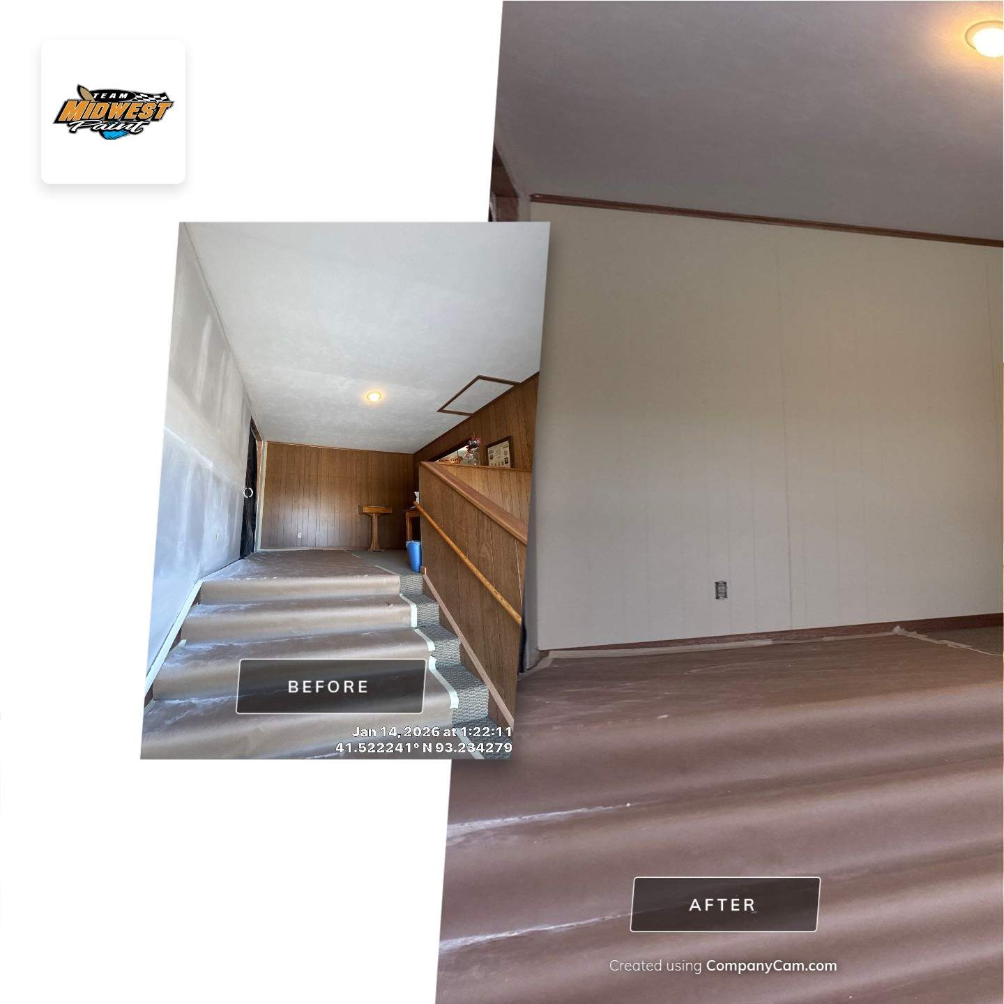 Interior Stairwell Transformation – Before & After by Midwest Paint LLC
