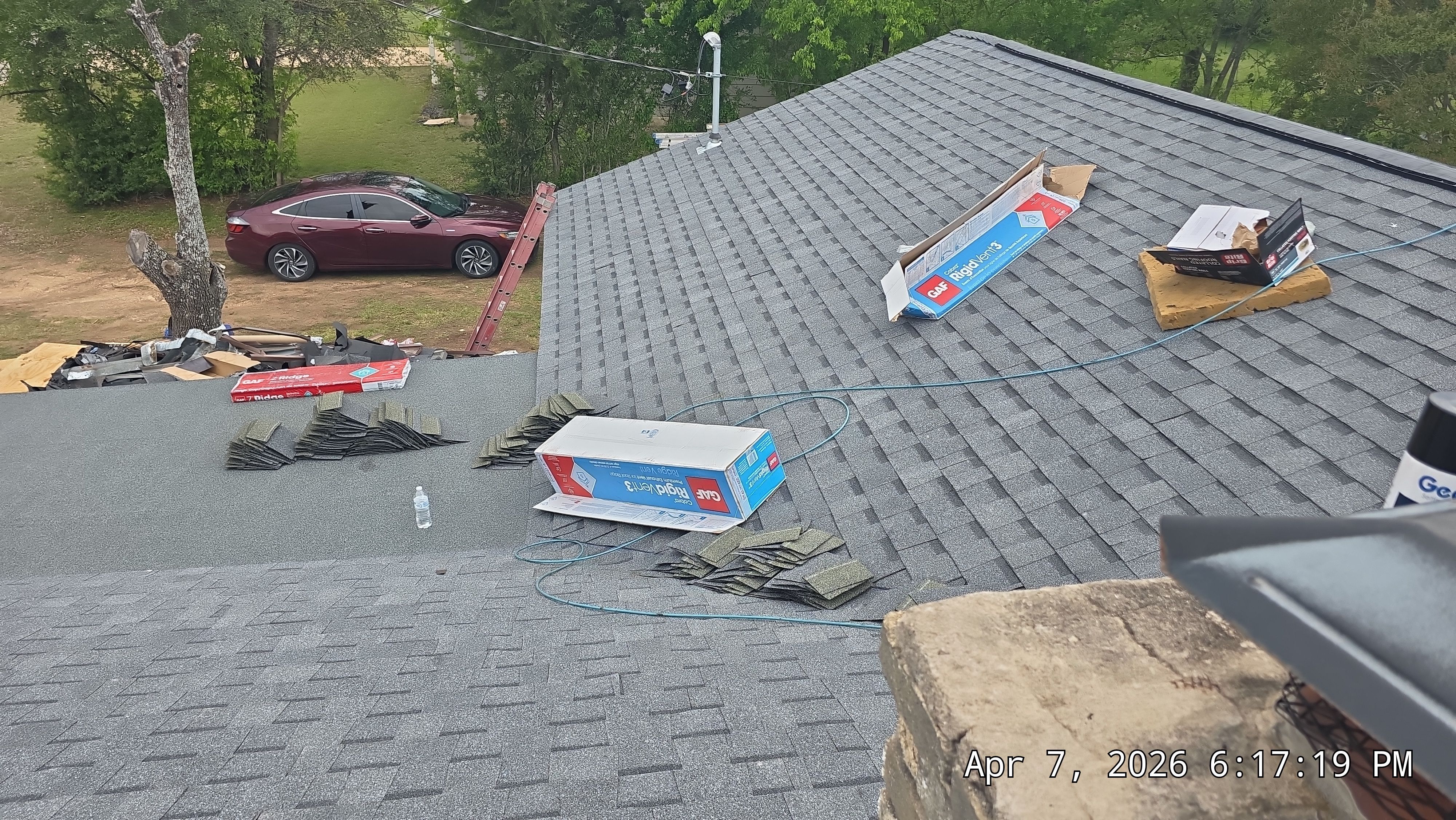 Architectural Asphalt Shingle Roof Replacement and Chimney Repair in Leander by Caliber Restoration LLC