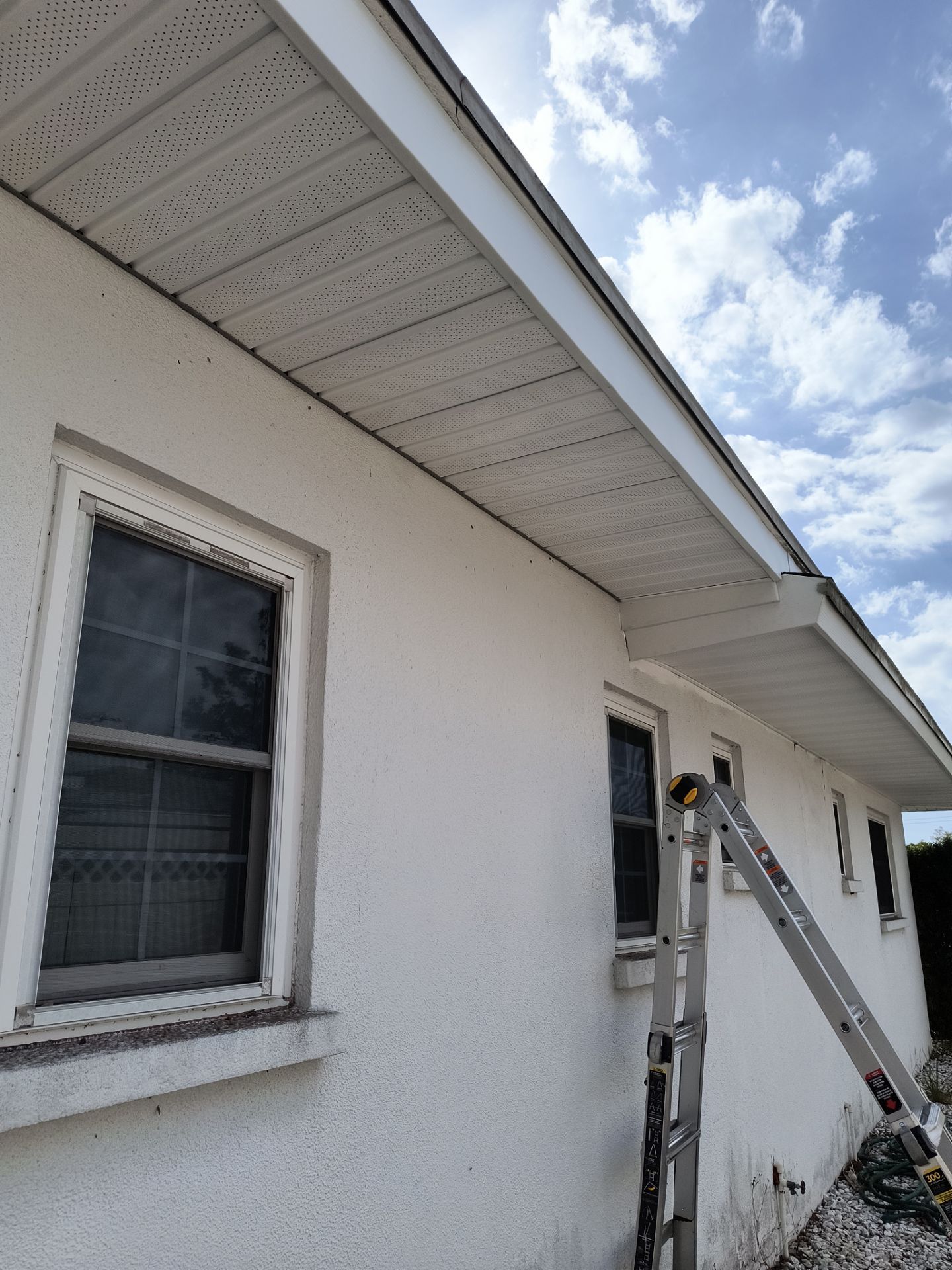 Soffit and Fascia Installation using White Soffit in Sarasota Fl by Gutter Professors