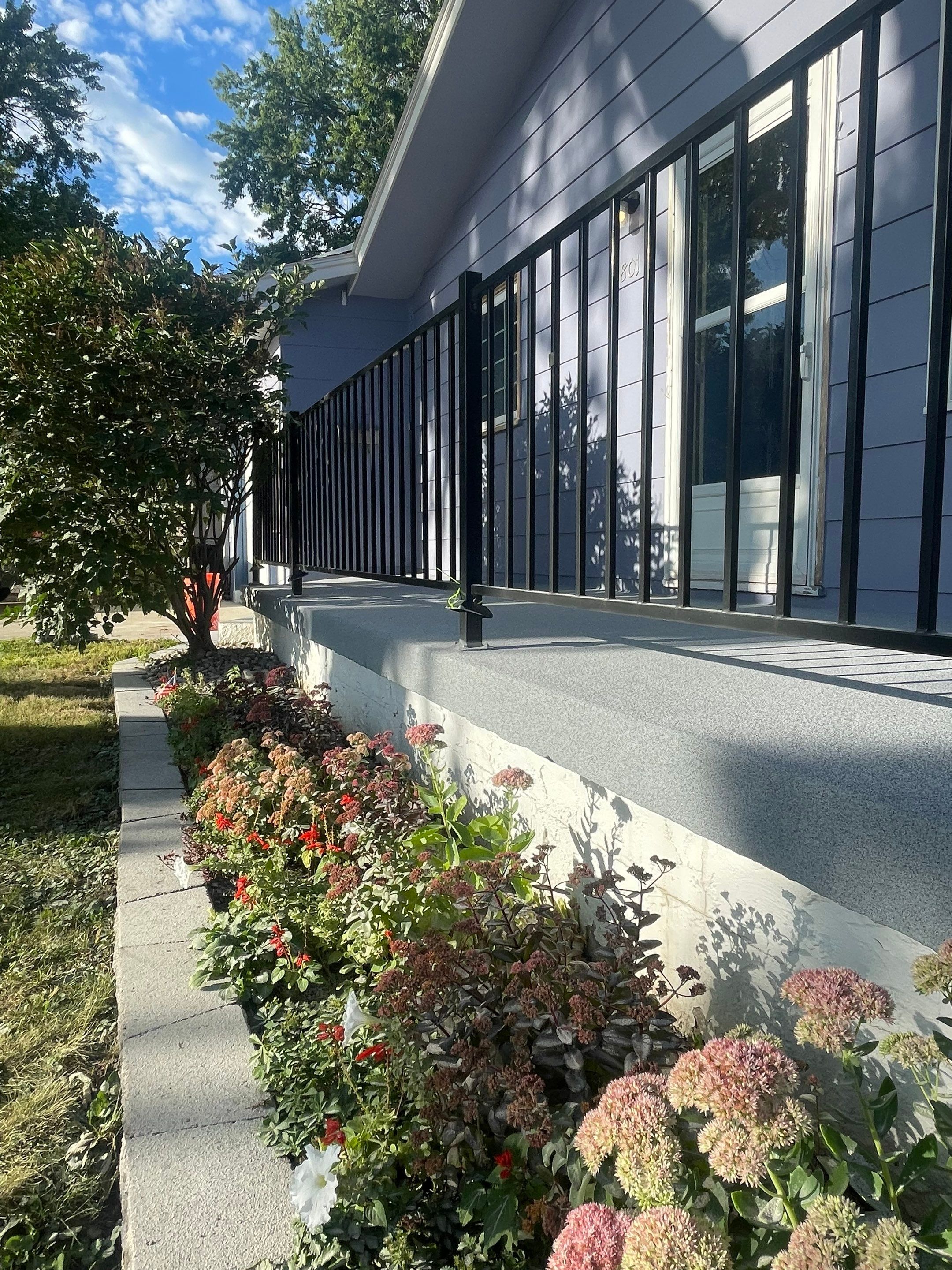 Sioux Falls Concrete Porch Coating with Starry Evening Finish by Select Painting, Coatings & Garage Cabinets