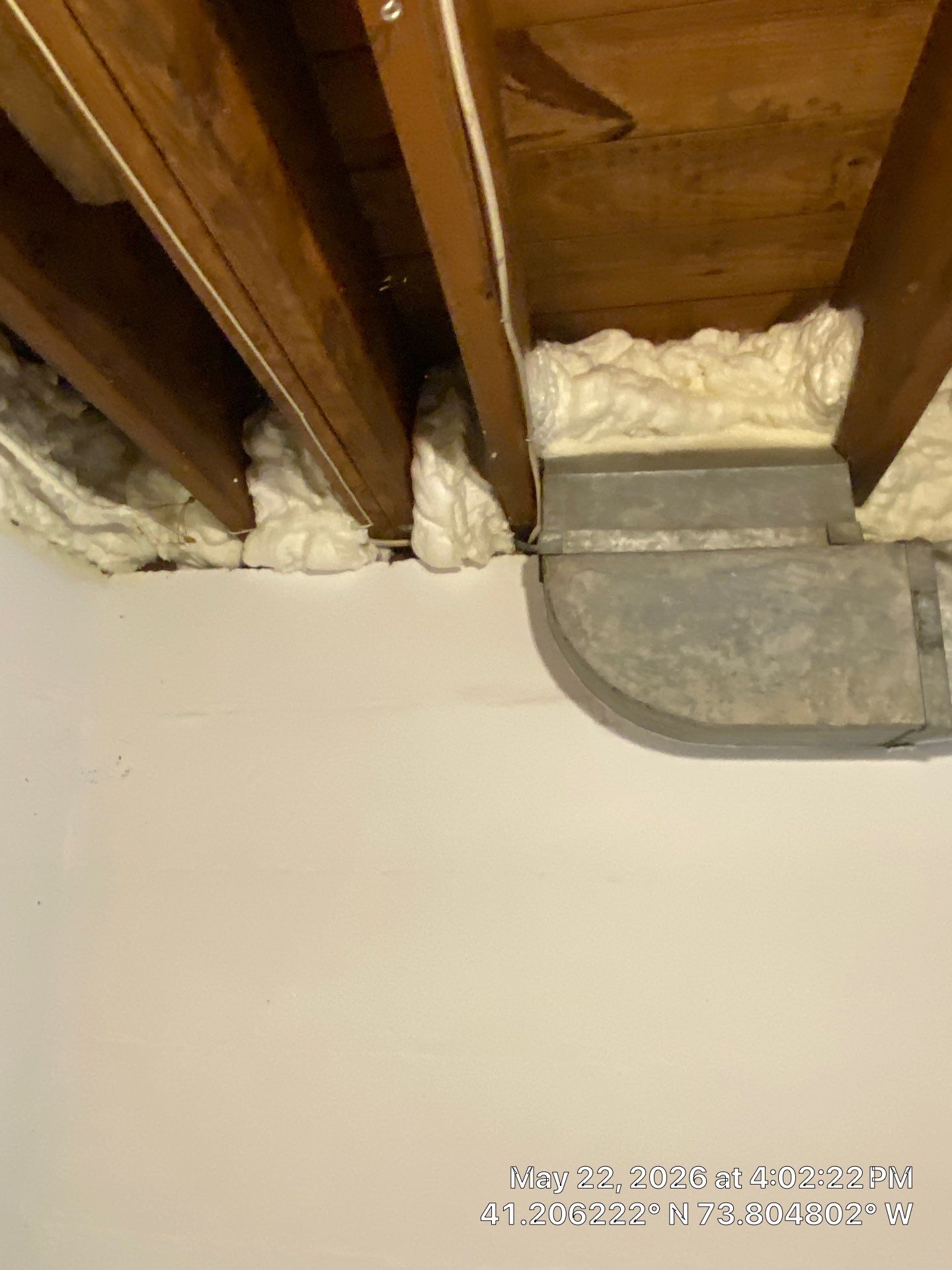Rim Joist using open cell spray foam by NYS Foam & Energy