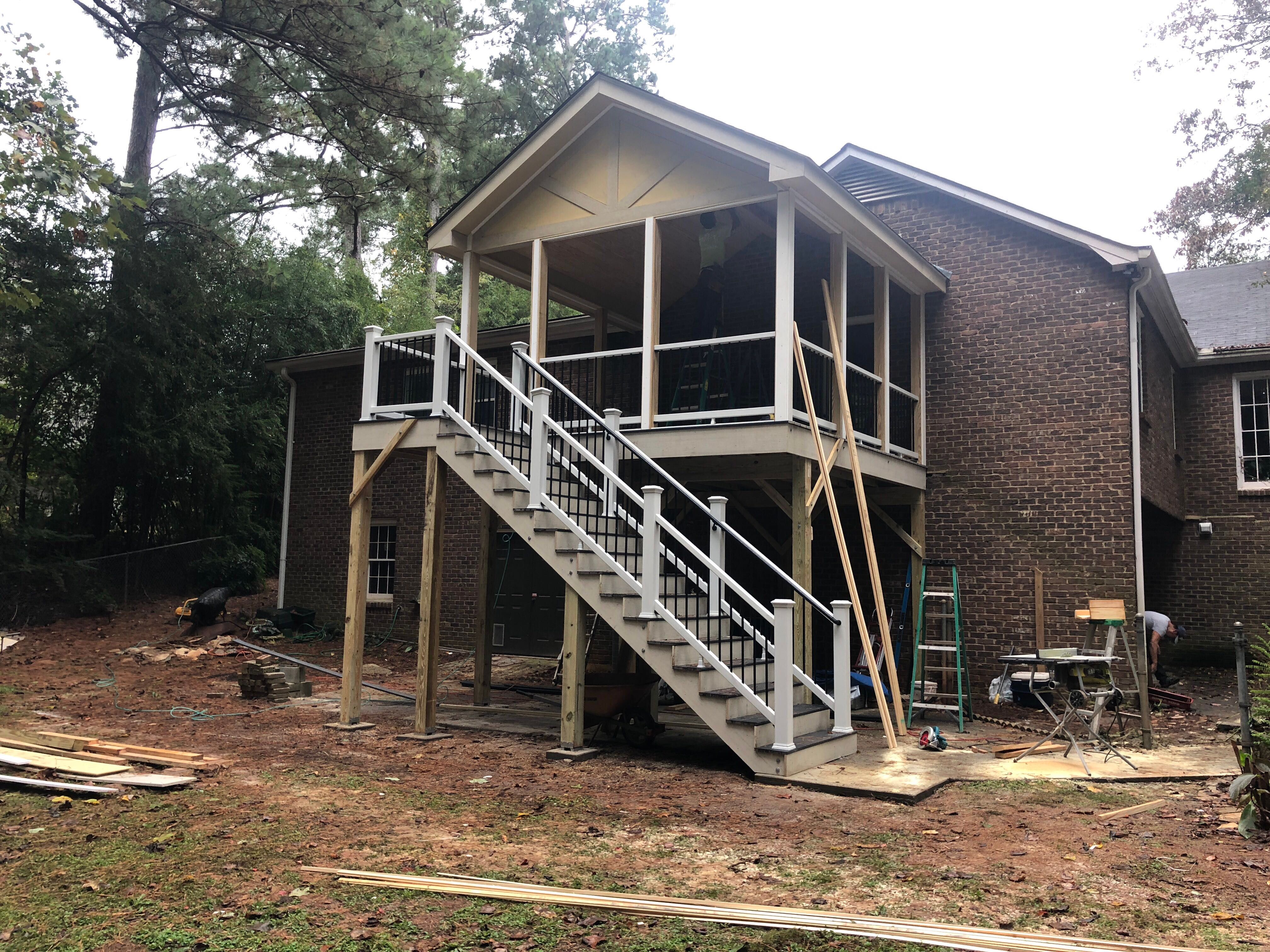 Elevated Screened Porch Addition With Gable Roof in Smyrna by Swift Home Renovations
