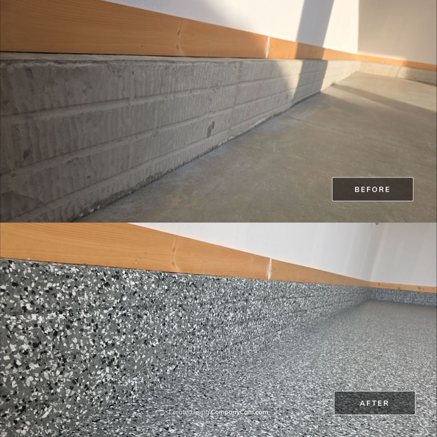 Garage Transformation with Wombat Flake! by Revival Concrete Coatings