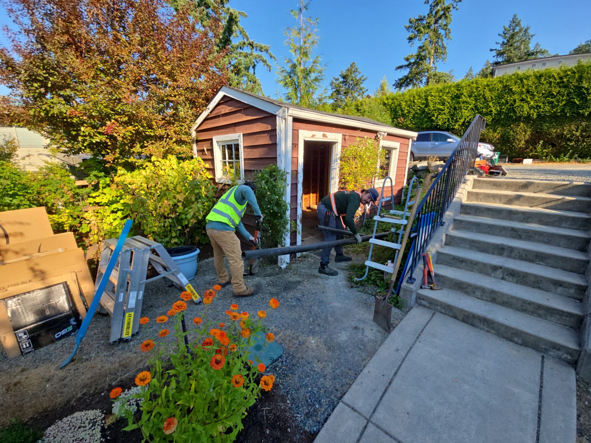 Backyard Transformation — Custom Shed, Paver Patio & Retaining Wall by Habanero Garden and Exterior Care