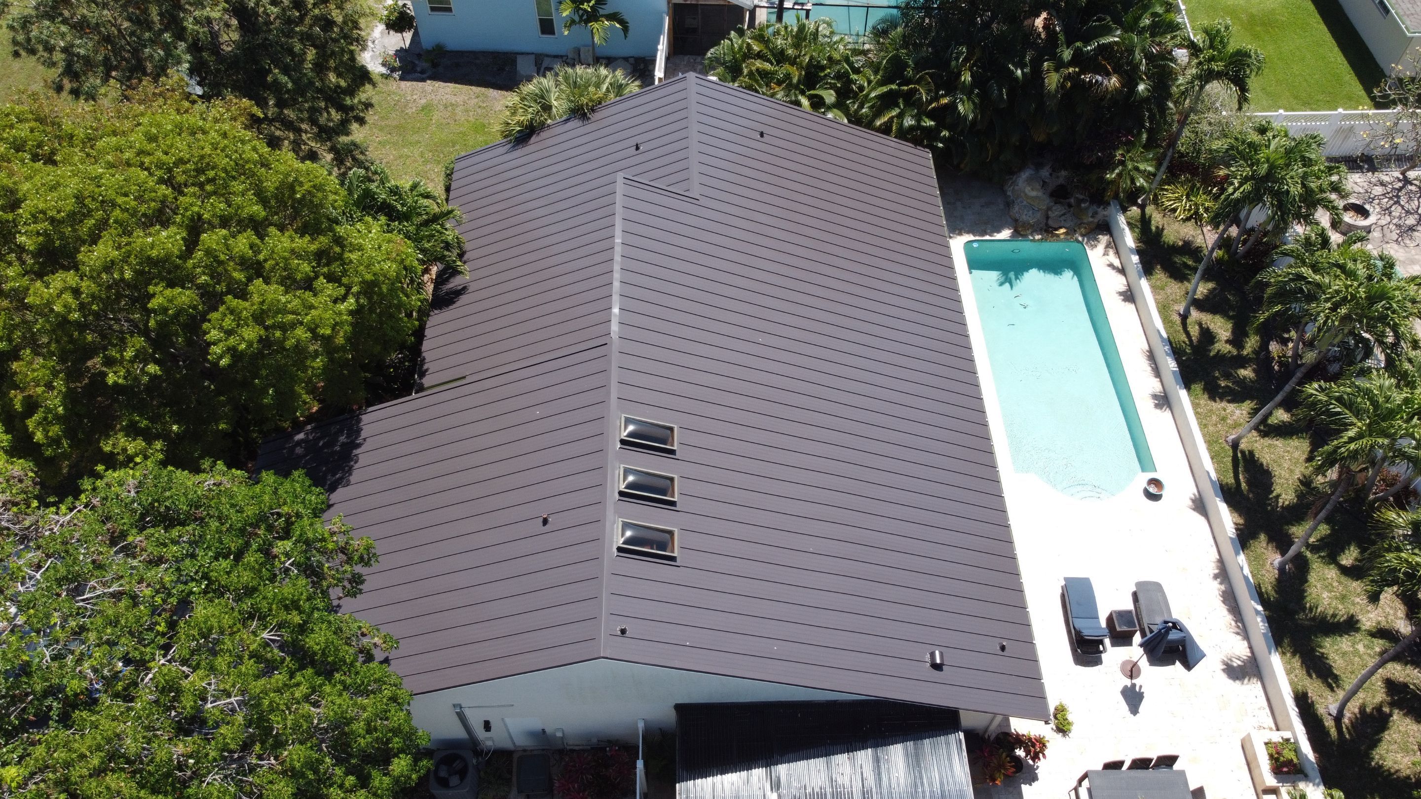 Residential Roofing Installation using 1" Nail strip metal roof by BLUES BROTHERS ROOFING