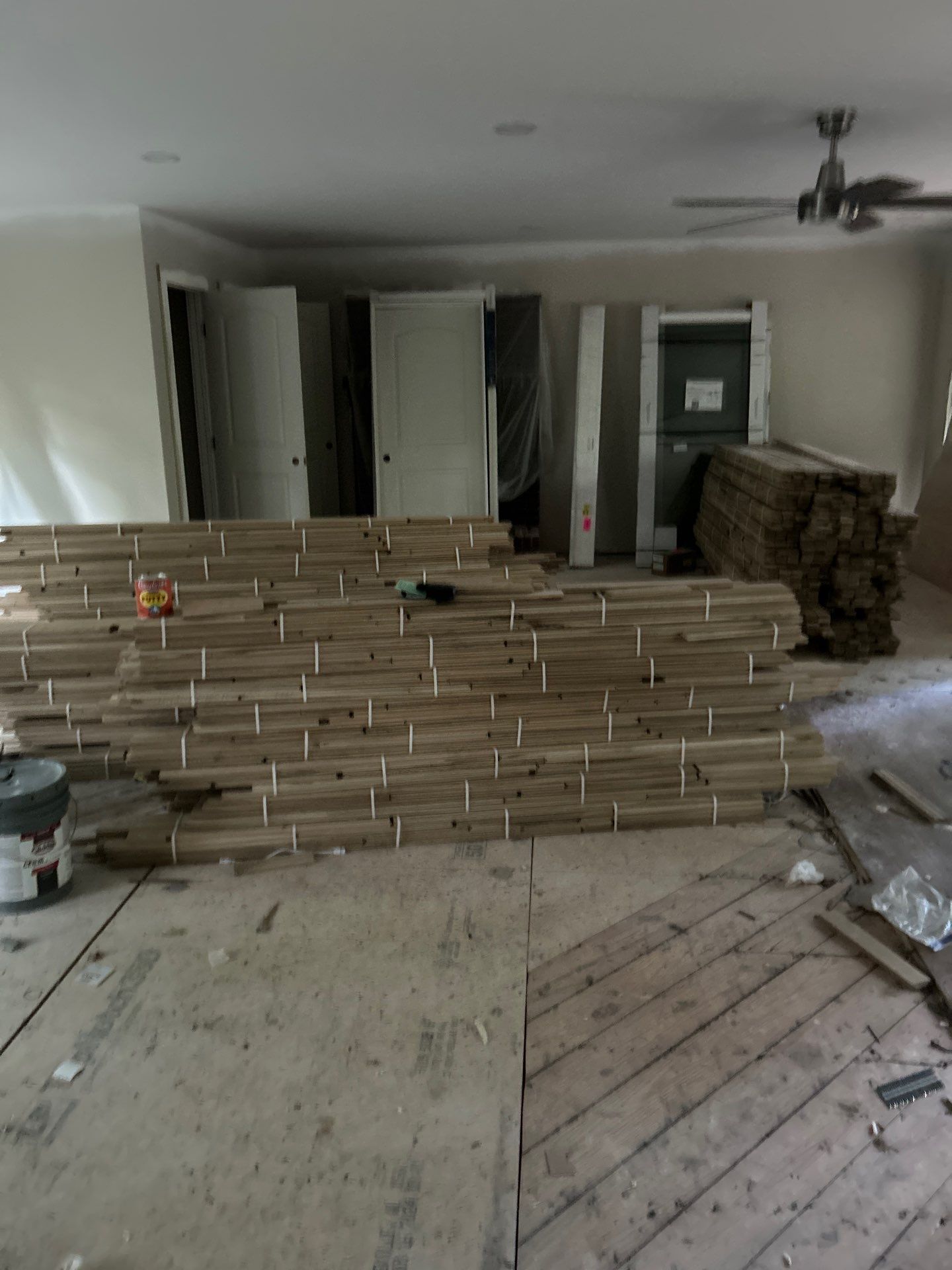Remodel with existing and new white oak by Footprints Floors of East Atlanta