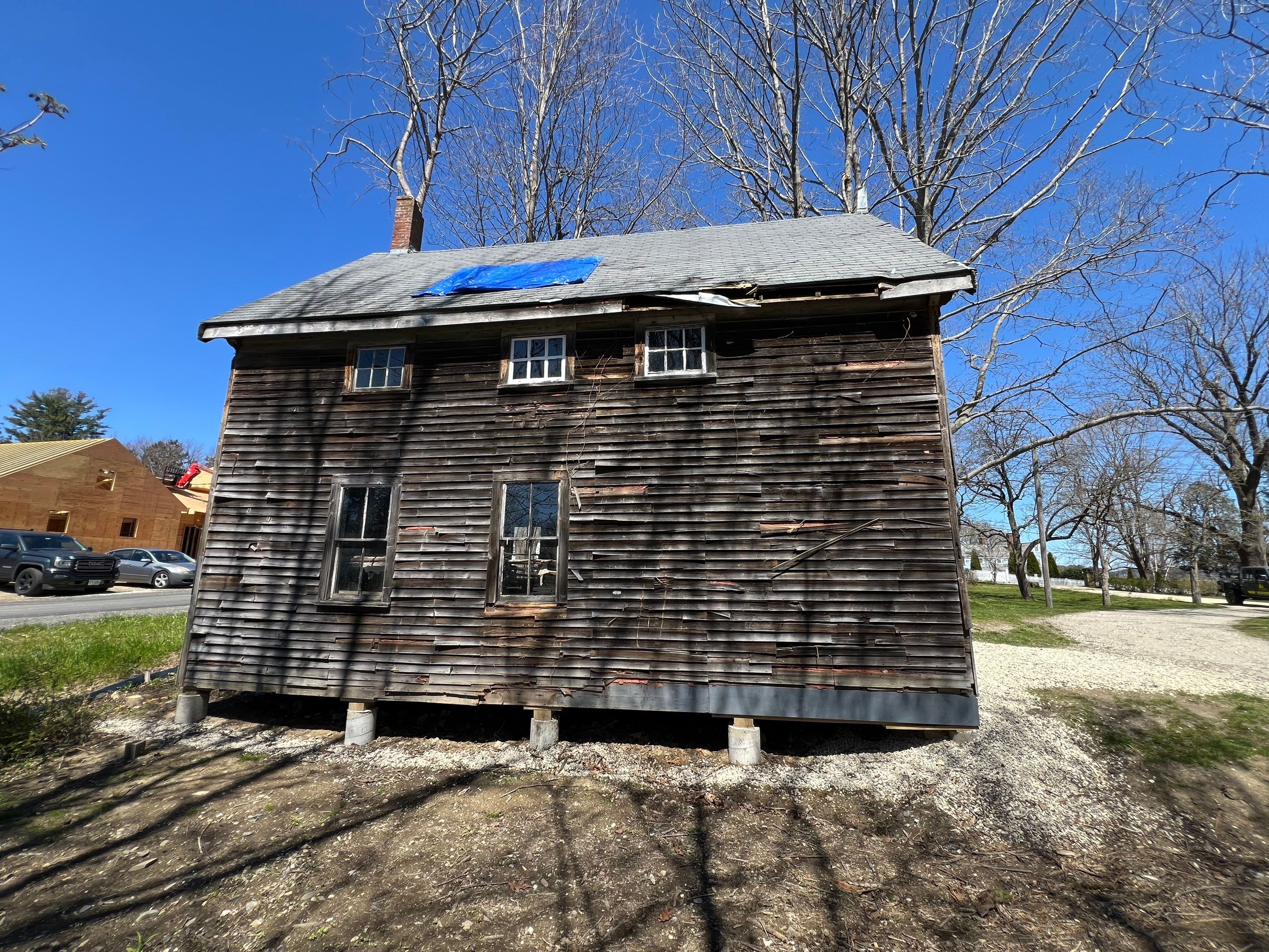 Just the beginning of a barn restoration in New Castle by Tall pine roofing
