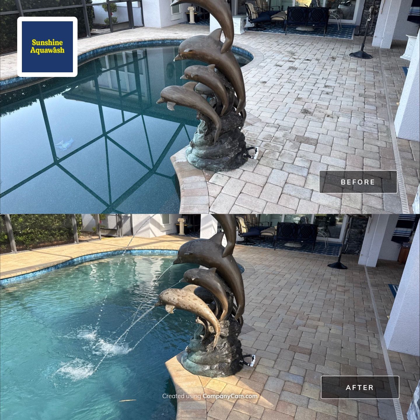 Paver Driveway, Pool Deck, Outdoor Furniture & Culvert Cleaning in Winding River Community, Bradenton, FL | Sunshine AquaWash by Sunshine AquaWash