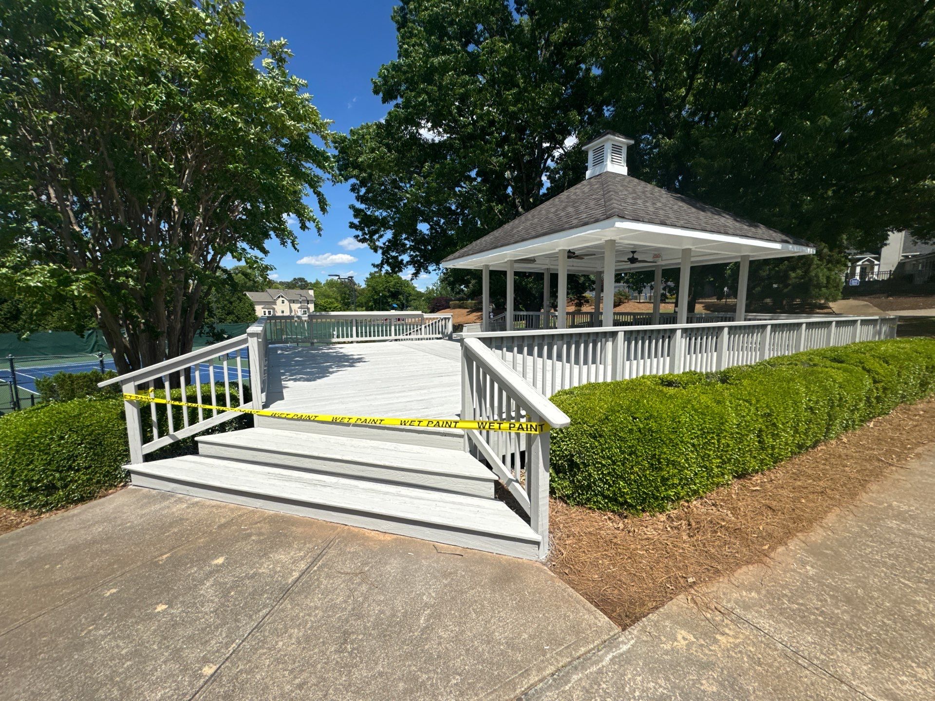 Exterior Deck and Pavilion Painting for Wexford Tennis Club in Roswell by Swift Home Renovations