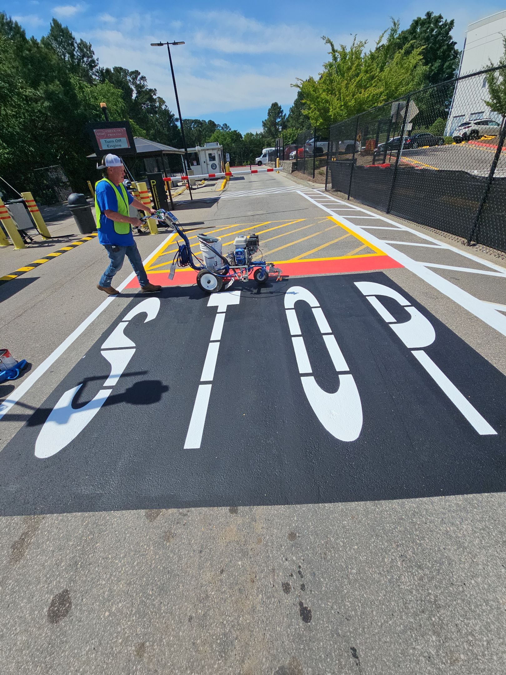 Striping Amazon Parking Lot  by Billy Weatherspoon Contractor