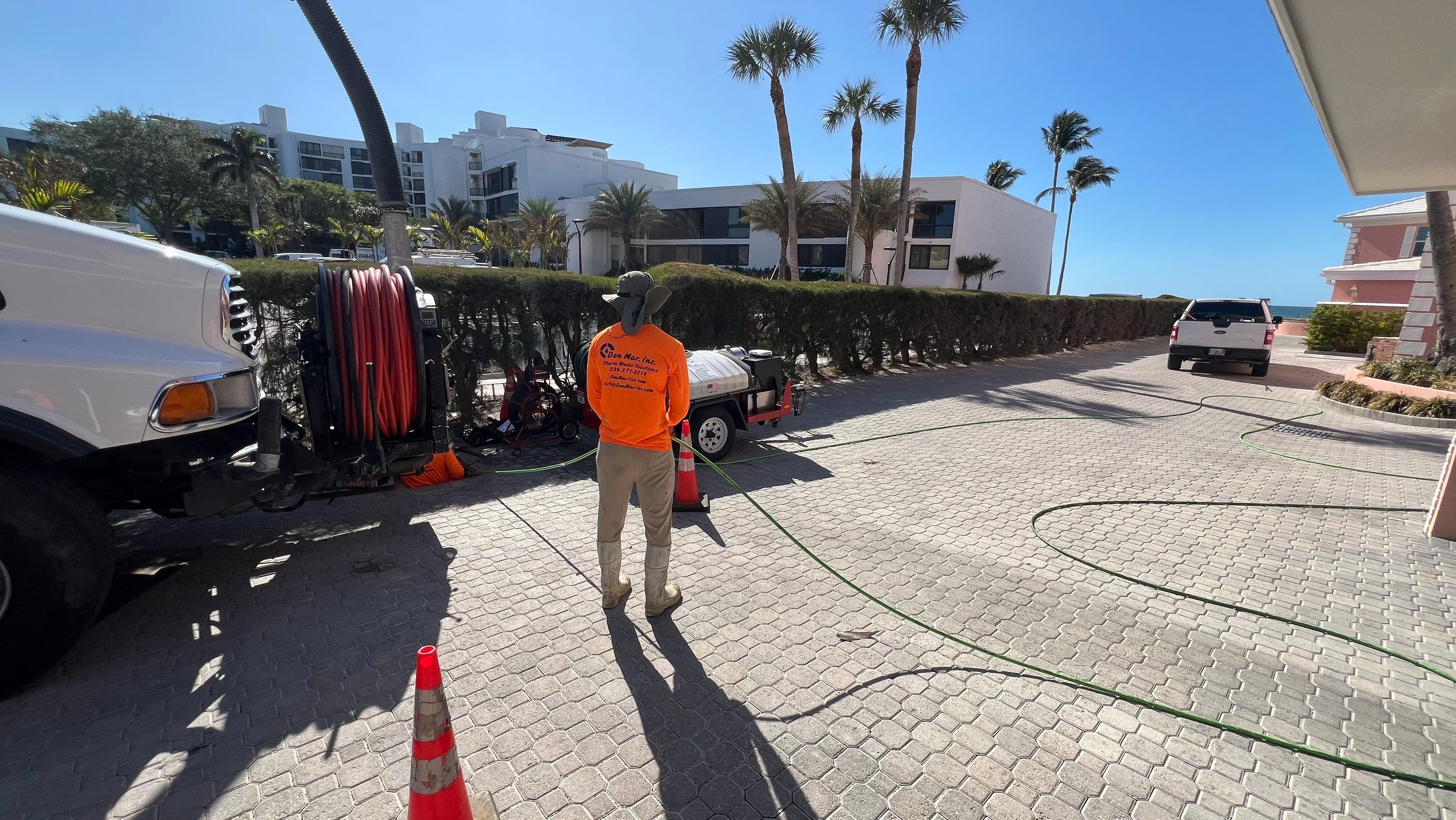Catch Basin Cleaning After Hurricane Milton Naples Condo by APS Power & Water
