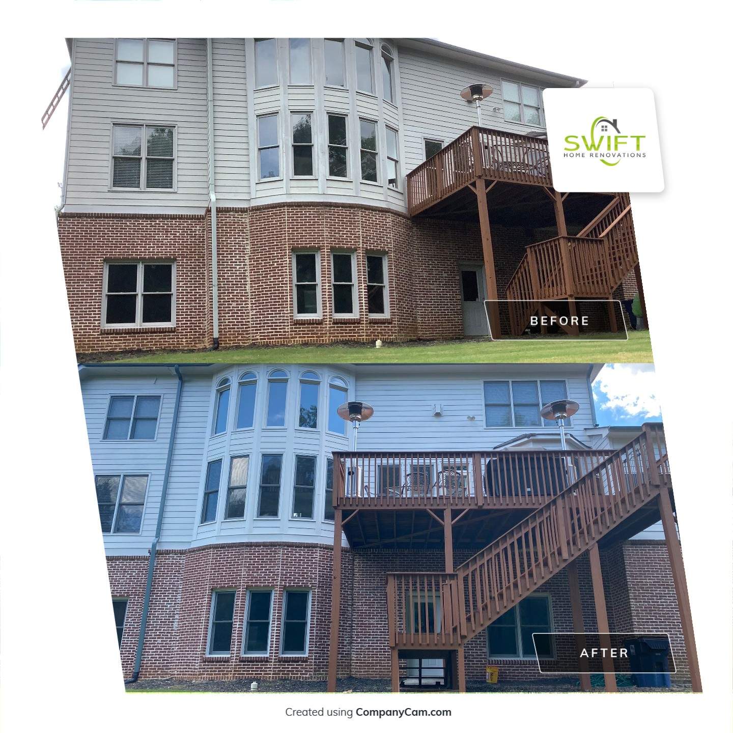 Exterior Painting and Deck Refinishing for Dacula Residential Home by Swift Home Renovations