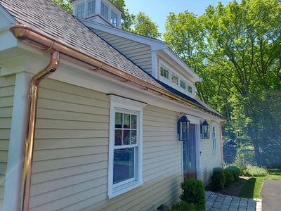 Gutter Installation using 6" Half Round Copper Gutter in Norwell, MA