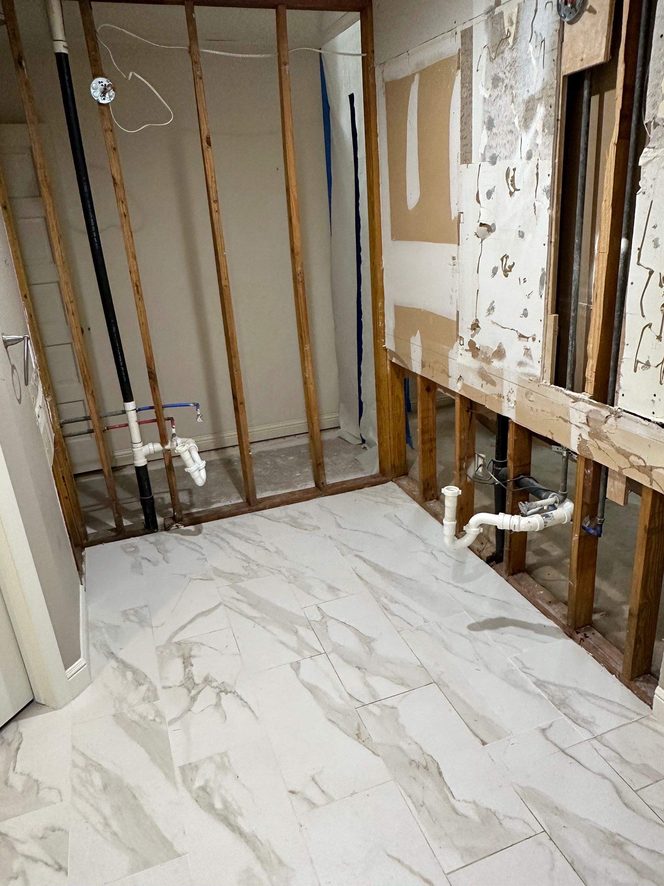 Bathroom Remodel with Water Mitigation Equipment | LT Contractors by L&T General Contractors and Restoration INC