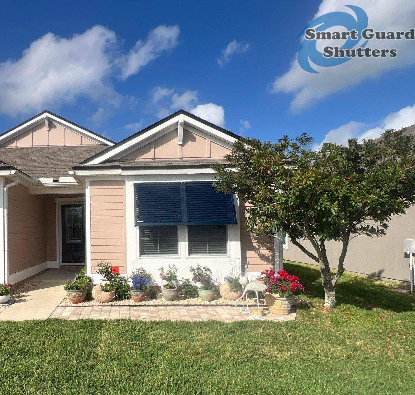 Decorative Bahamas in Steel Blue by Smart Guard Shutters