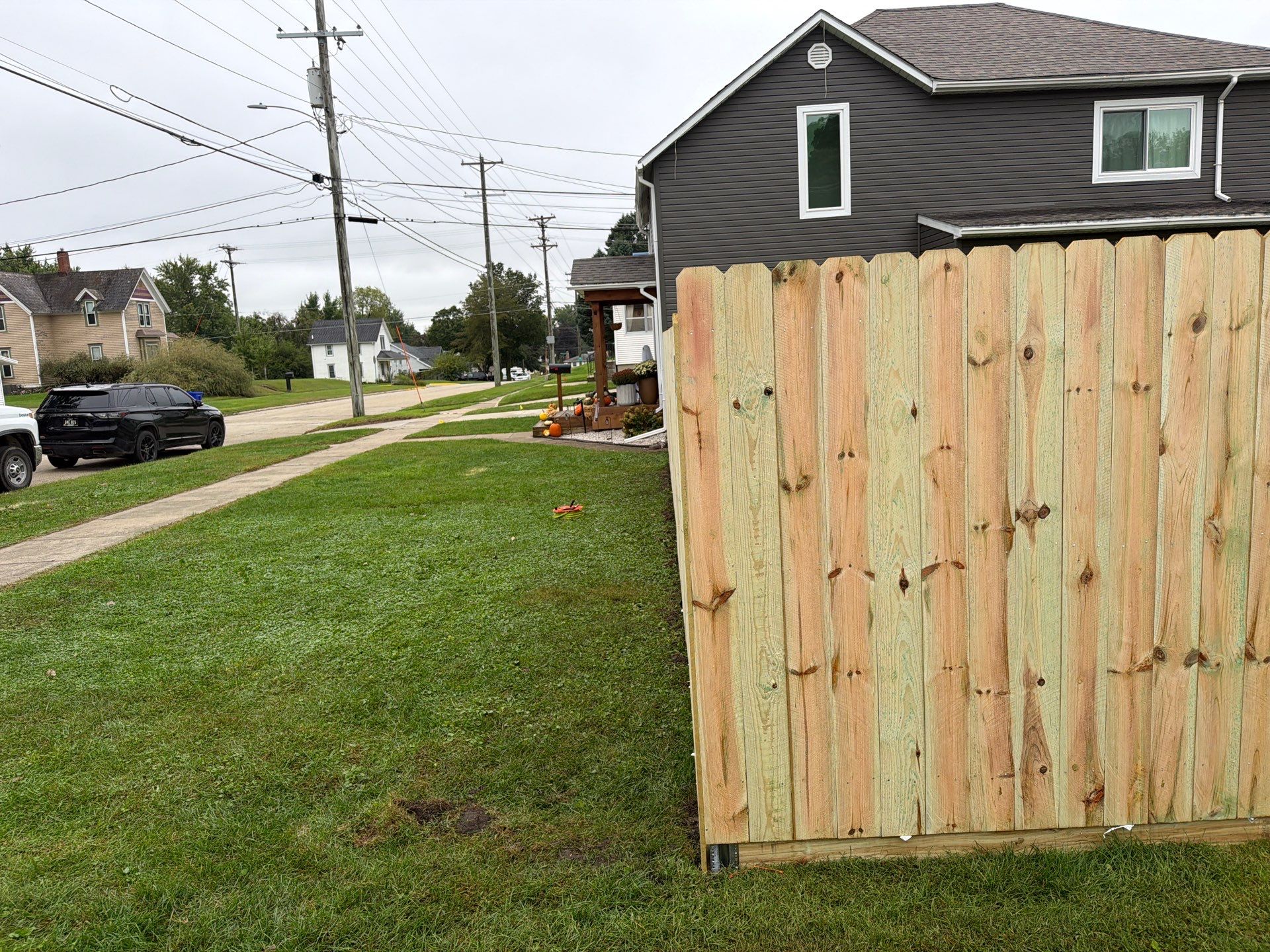 Custom Wood Privacy Fence and Black Chain Link Gate in Independence by Perfect Picket Fence and Stain