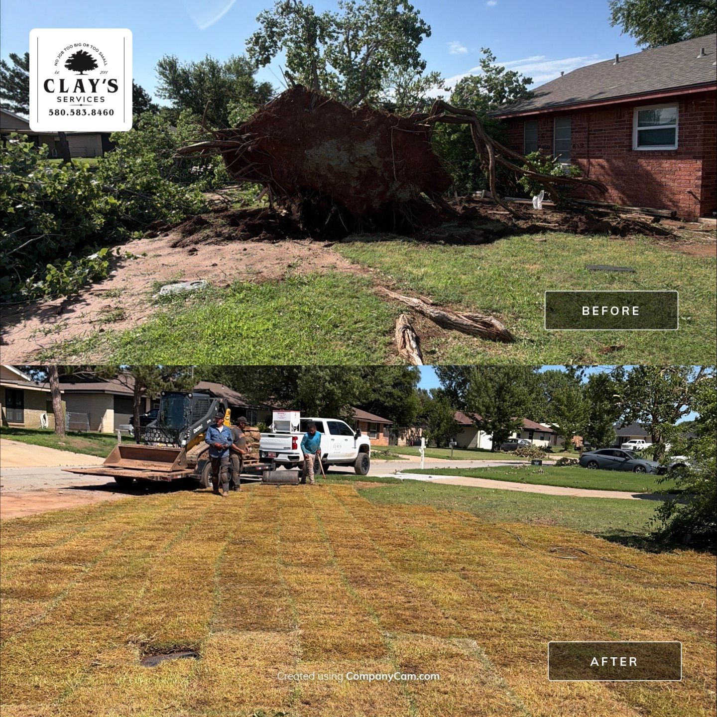 Emergency Tree Removal and Sod Installation Restoration in Lawton by Clays Services Inc